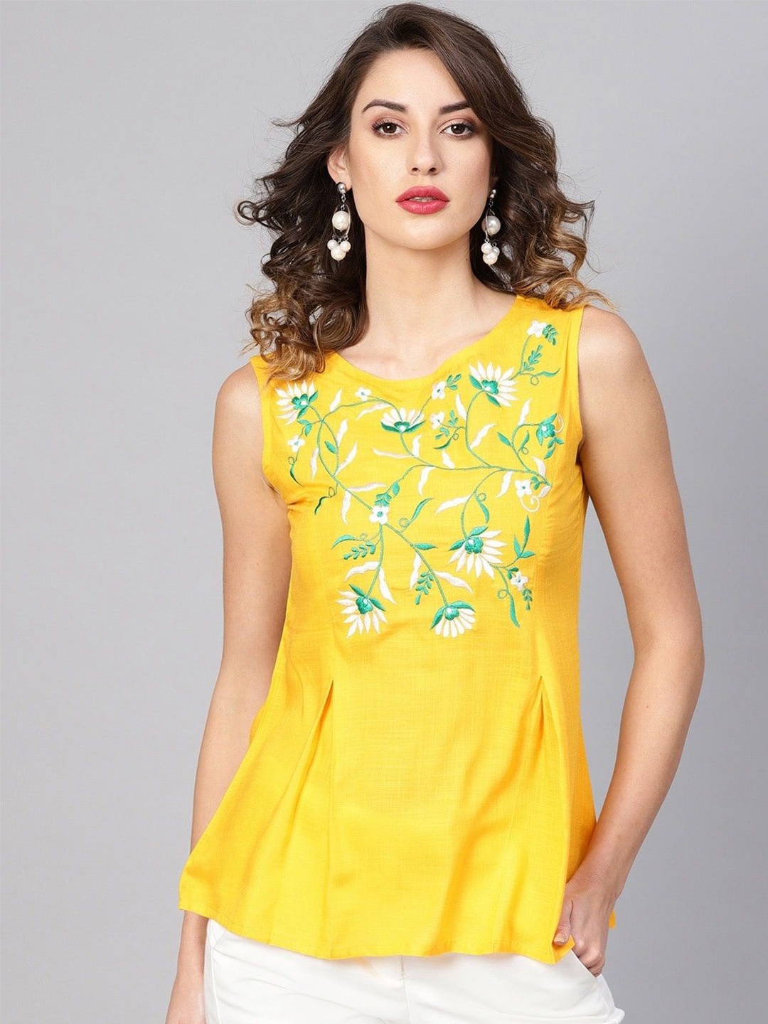 

KALINI Floral Print Top, Yellow