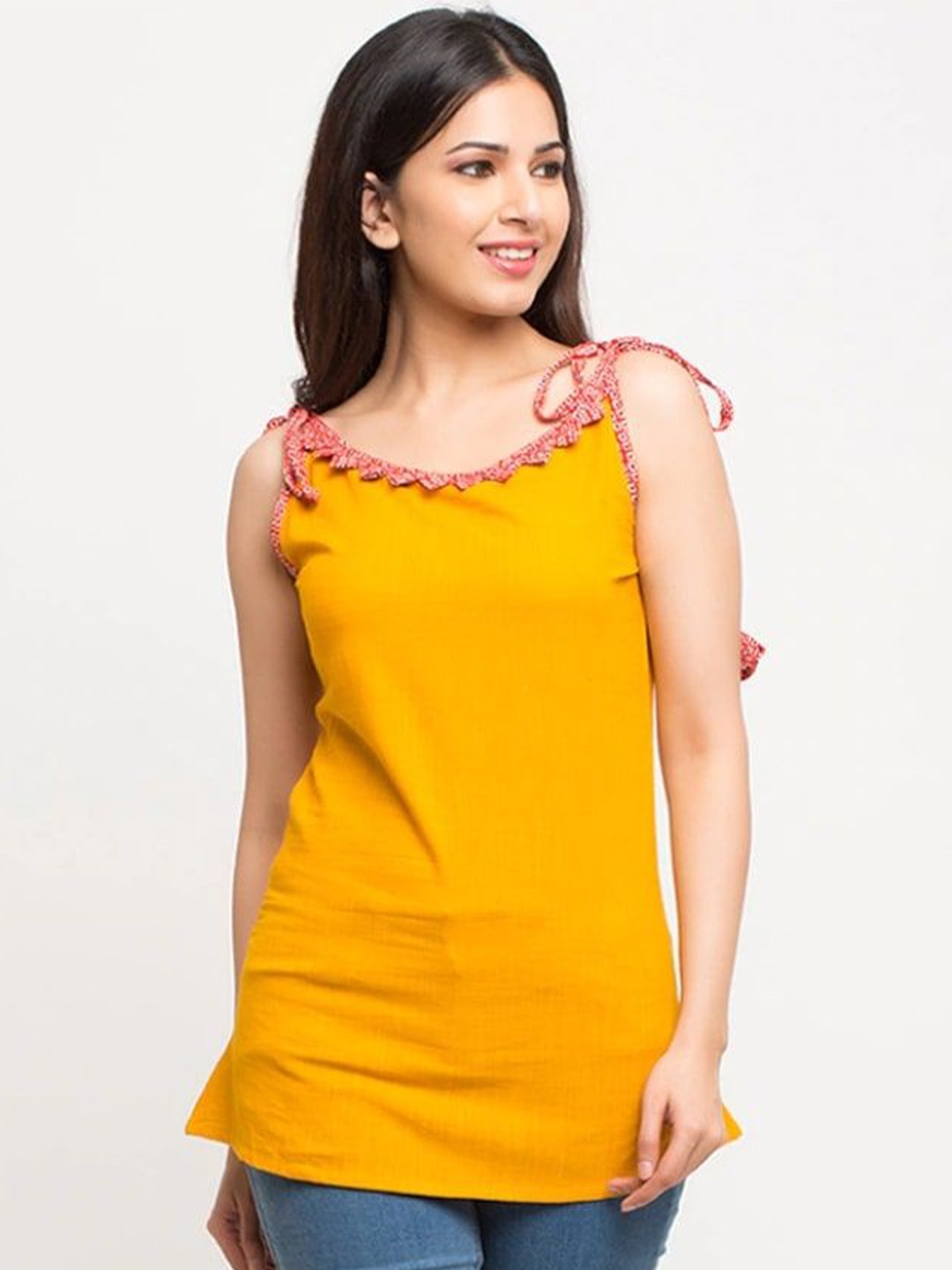 

KALINI Cotton Longline Top, Yellow