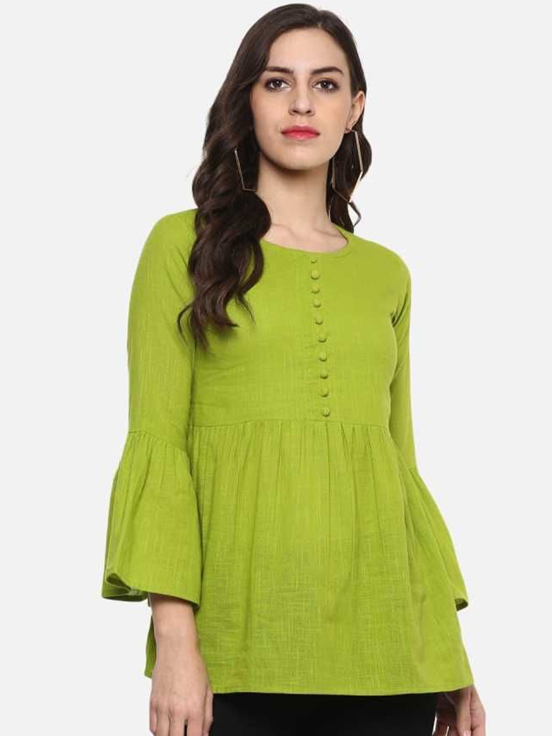 

KALINI Bell Sleeve Empire Top, Green