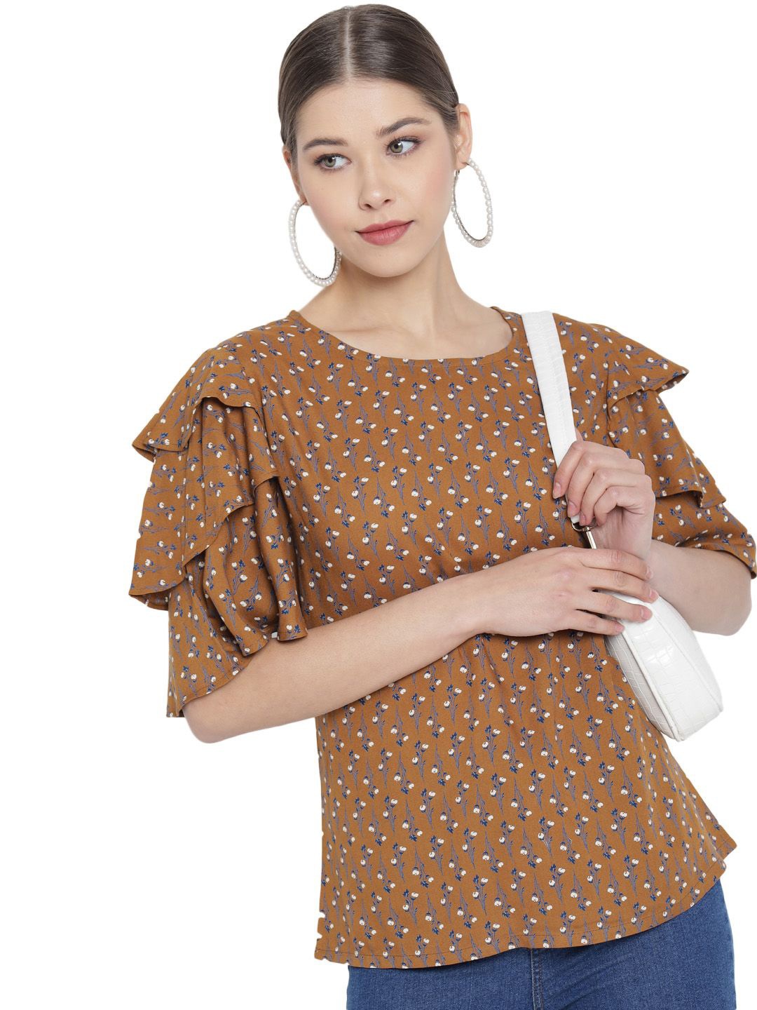 

KALINI Floral Print Top, Rust