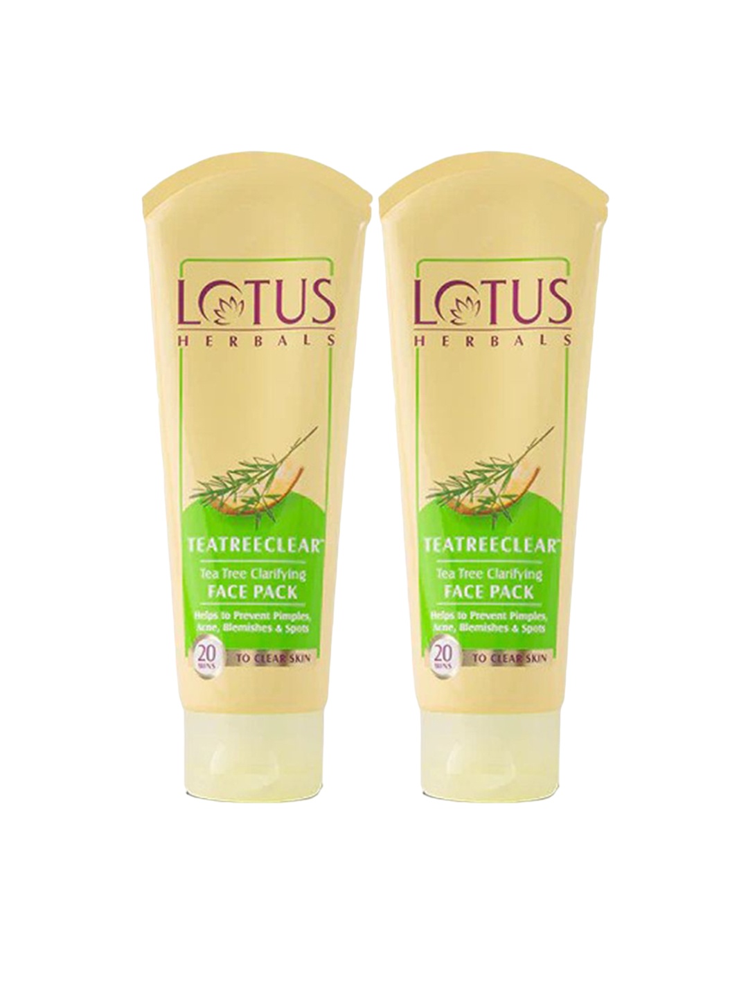 

Lotus Herbals Set of 2 Teatreeclear Tea Tree Clarifying Face Pack - 120 g each, Beige