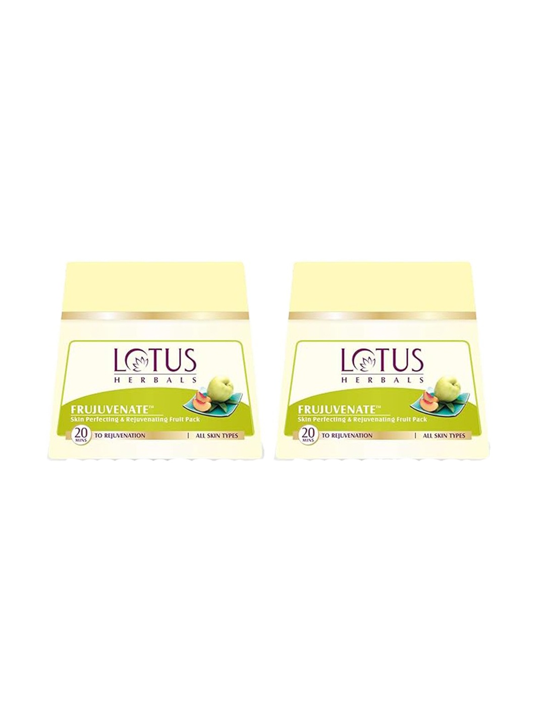 

Lotus Herbals Set Of 2 Frujuvenate Skin Perfecting & Rejuvenating Fruit Face Pack350g Each, Yellow