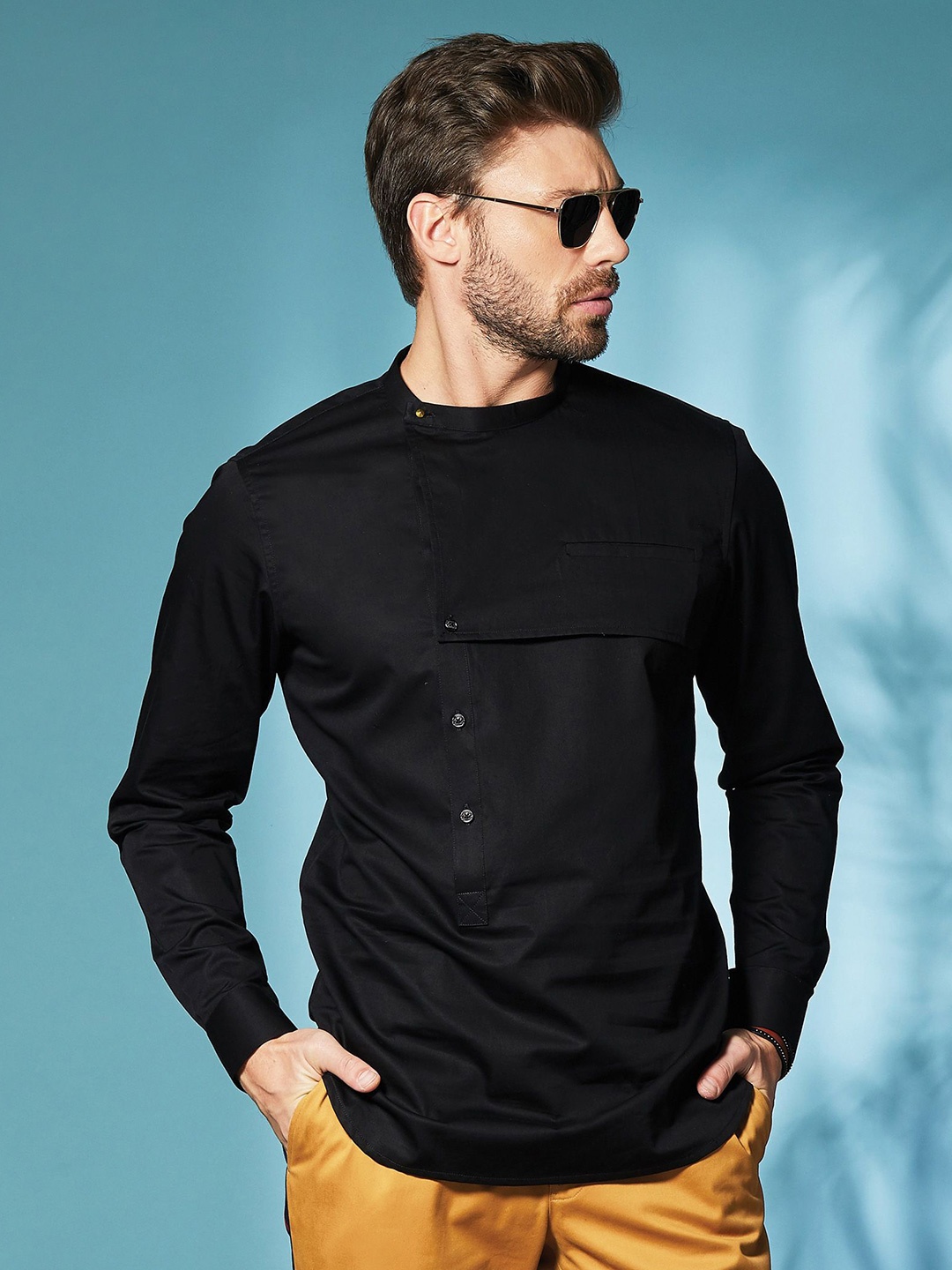 

SEVENDC Men Premium Opaque Cotton Casual Shirt, Black