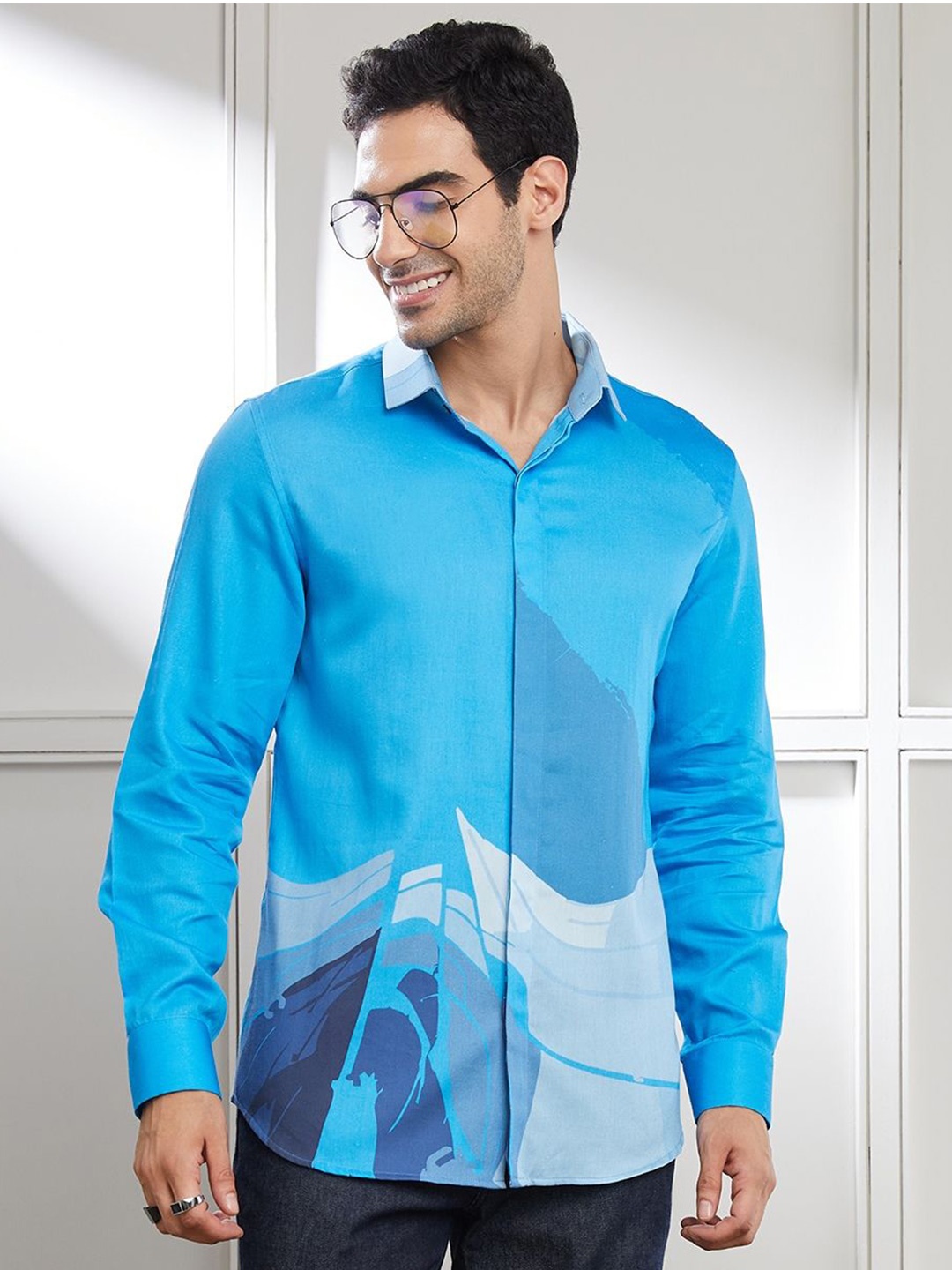 

SEVENDC Men Premium Opaque Casual Shirt, Blue