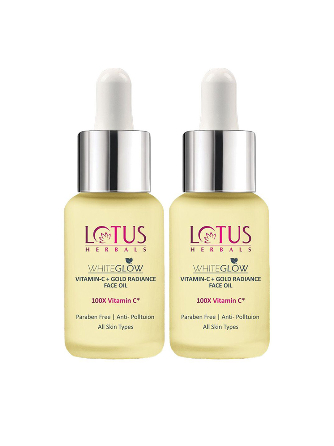

Lotus Herbals Set Of 2 WhiteGlow Vitamin C & Gold Radiance Face Oil-15ml Each, Yellow