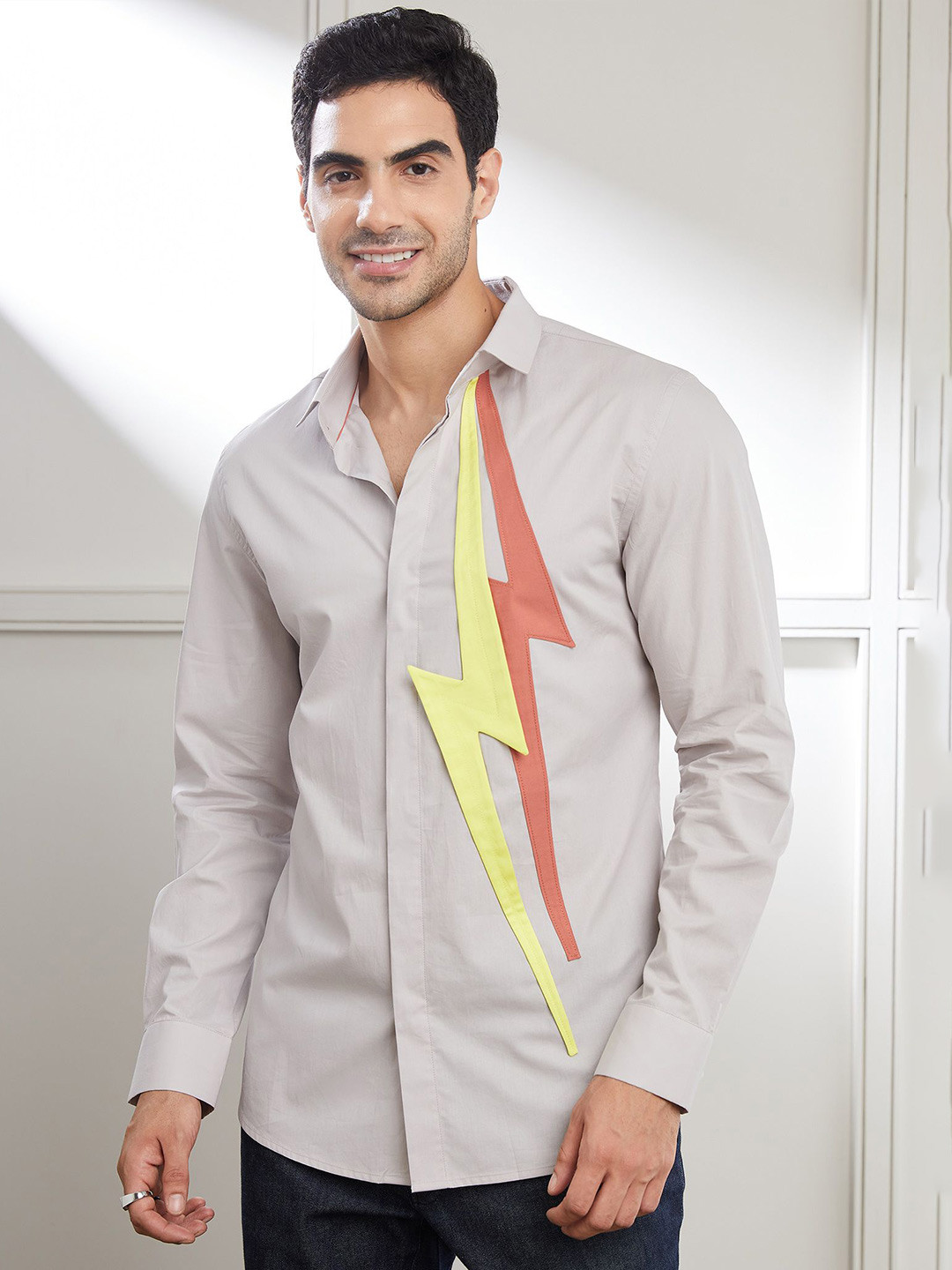

SEVENDC Men Pure Cotton Premium Opaque Casual Shirt, Grey