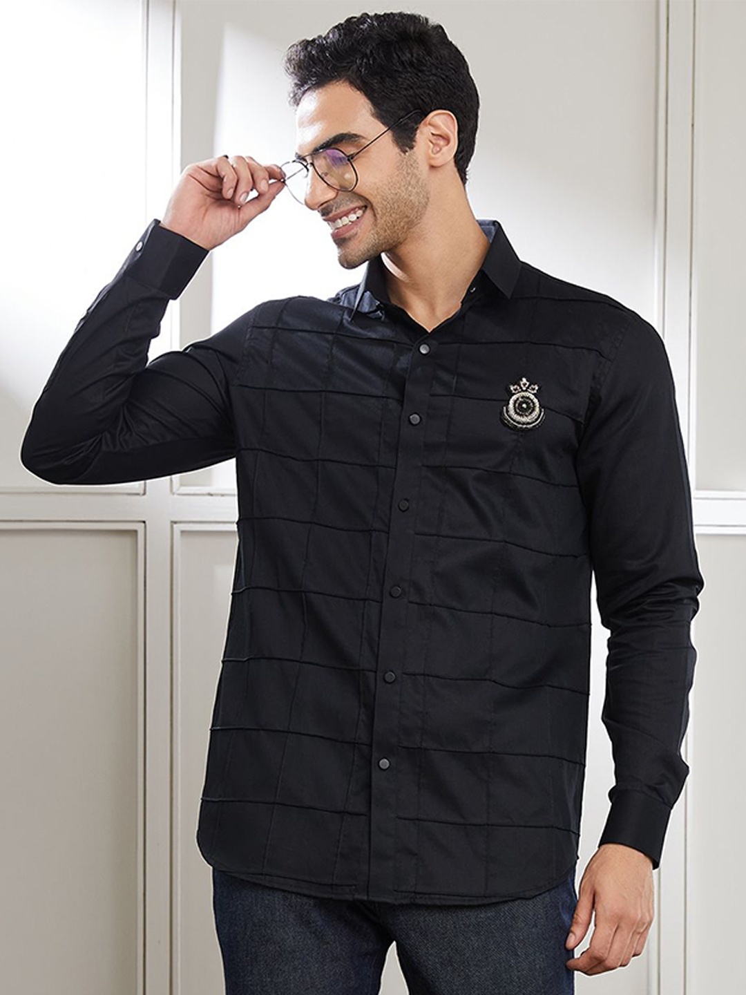 

SEVENDC Men Solid Premium Opaque Casual Shirt, Black