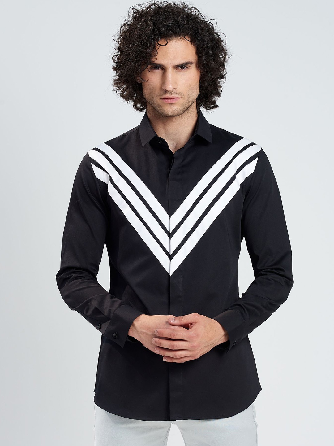 

SEVENDC Men Premium Opaque Casual Shirt, Black