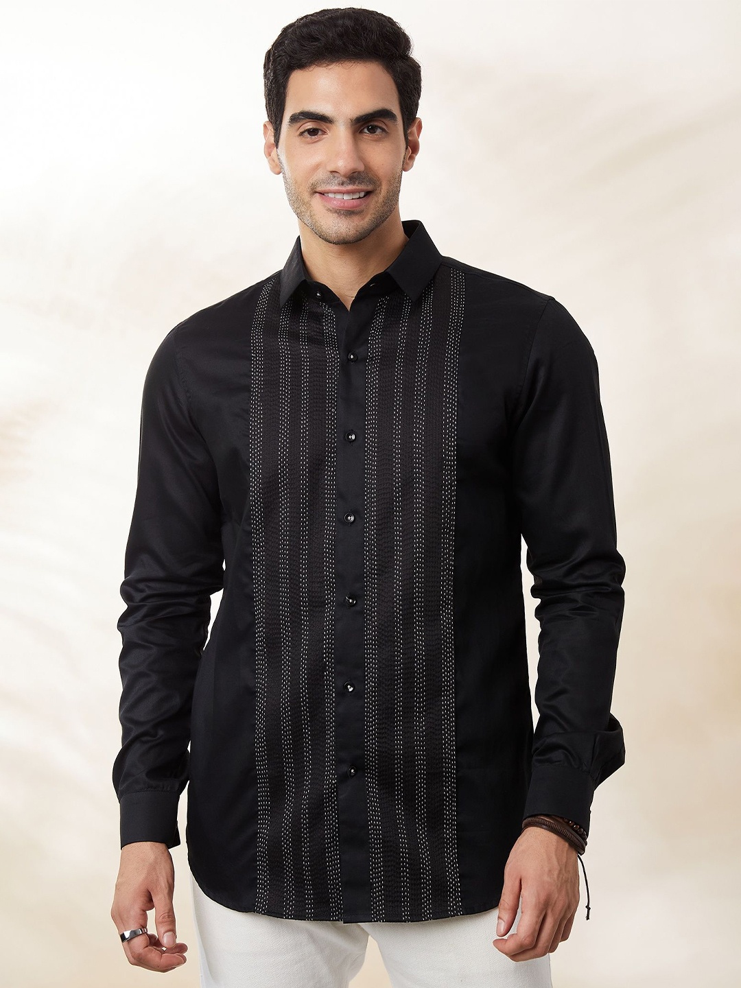 

SEVENDC Men Premium Opaque Casual Shirt, Black