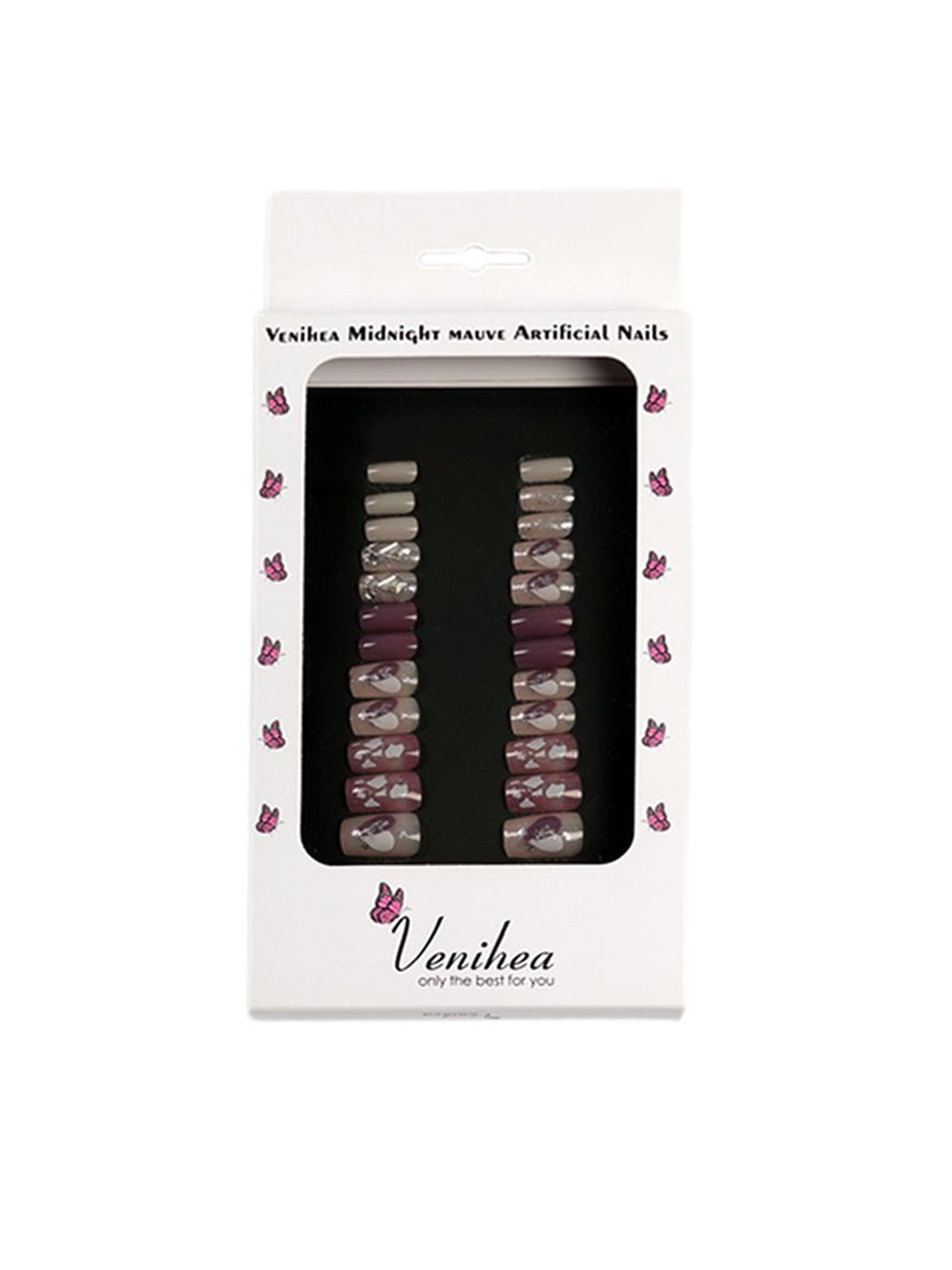 

Venihea 24-Pcs Midnight Mauve Artificial Nails
