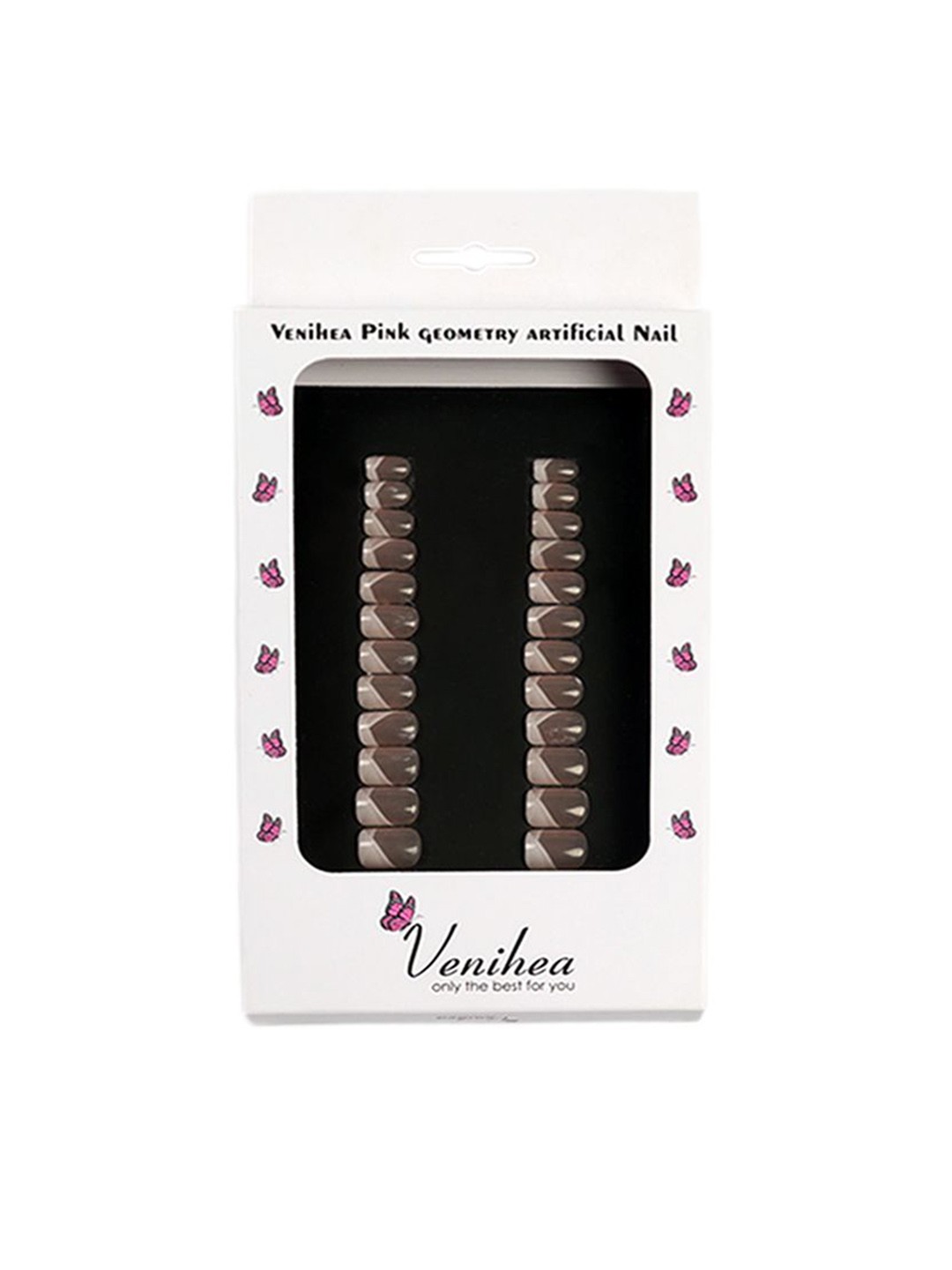 

Venihea 24-Pcs Pink Geometry Artificial, Brown