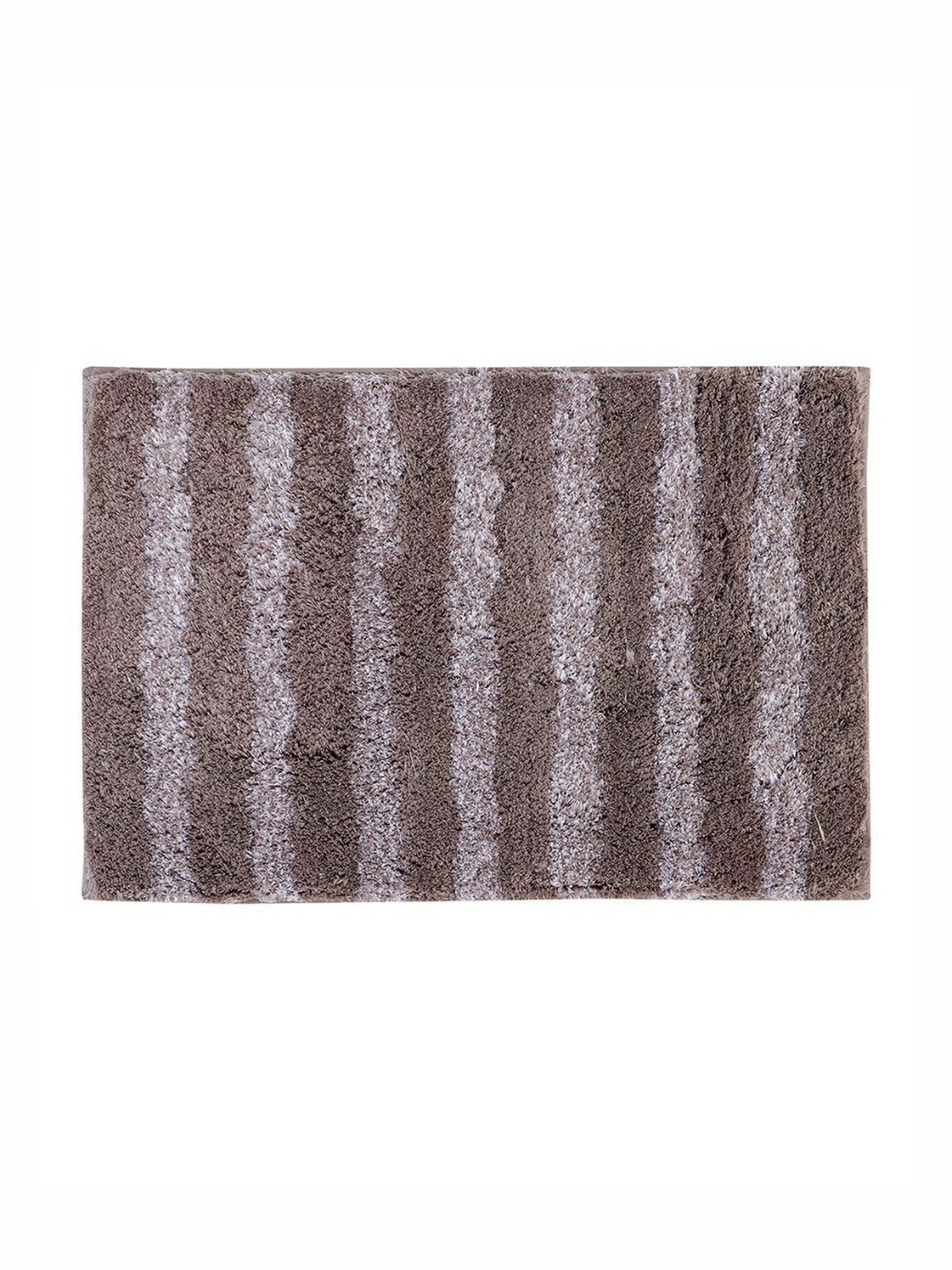 

Pano Melbourne Brown & Grey Striped 1800 GSM Microfiber Tufted Anti Skid Bath Rug