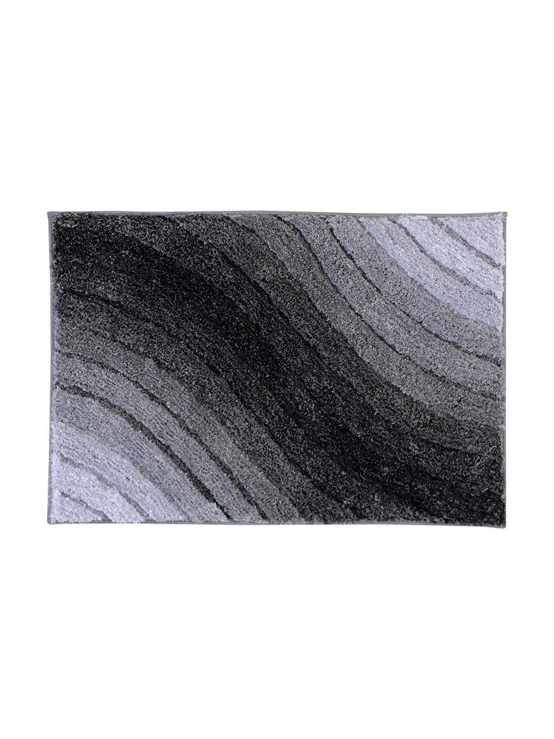 

Pano Leher Grey & Black Self Design 1800 GSM Microfiber Tufted Anti Skid Bath Rug