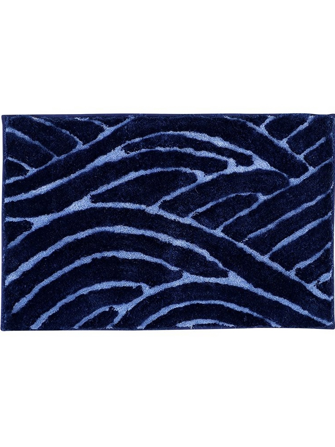 

Pano Desert Navy Blue Self Design 1800 GSM Microfiber Tufted Anti Skid Bath Rug