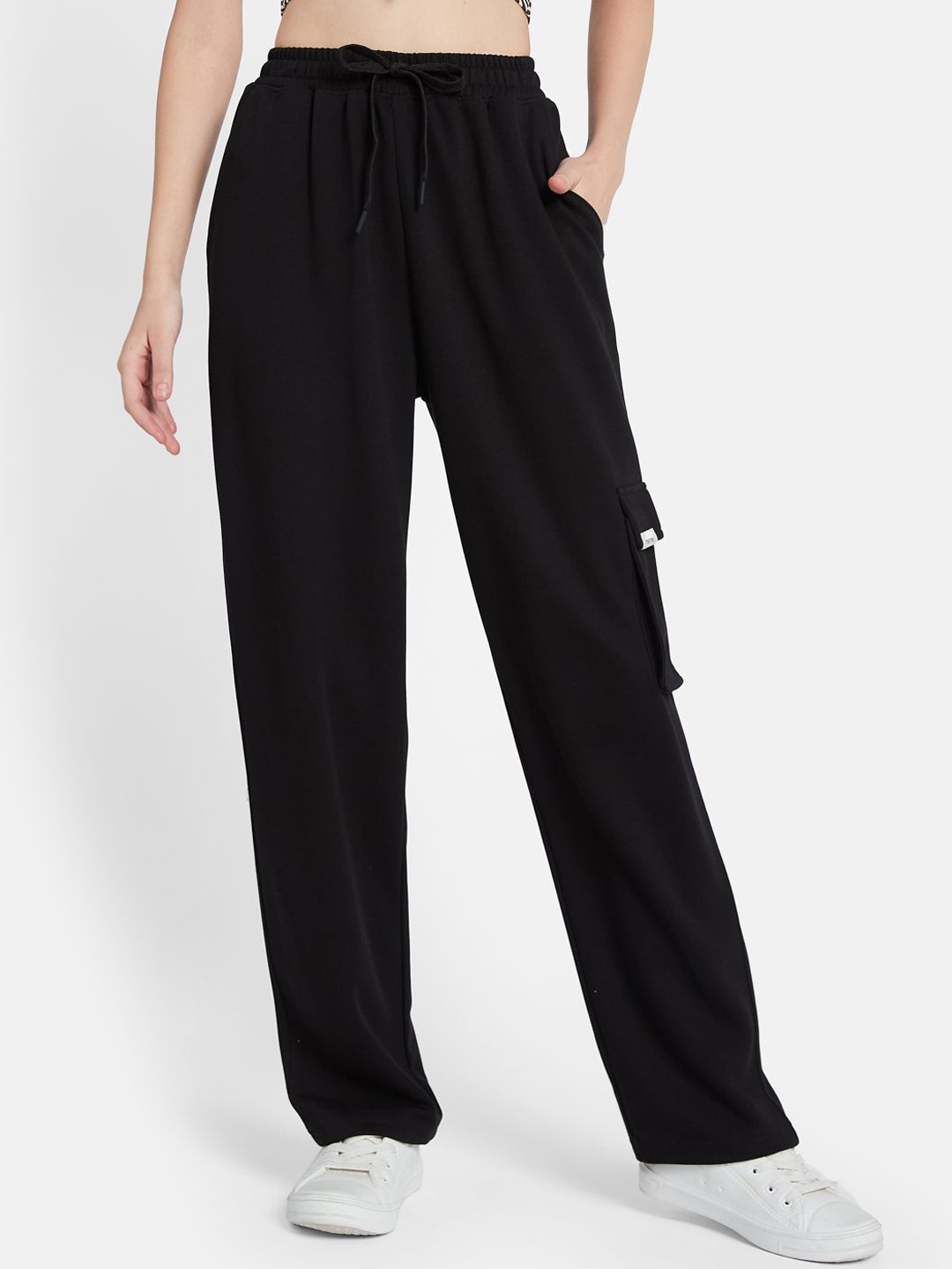 

METTLE Ss-24 Women Cotton Track Pants, Black