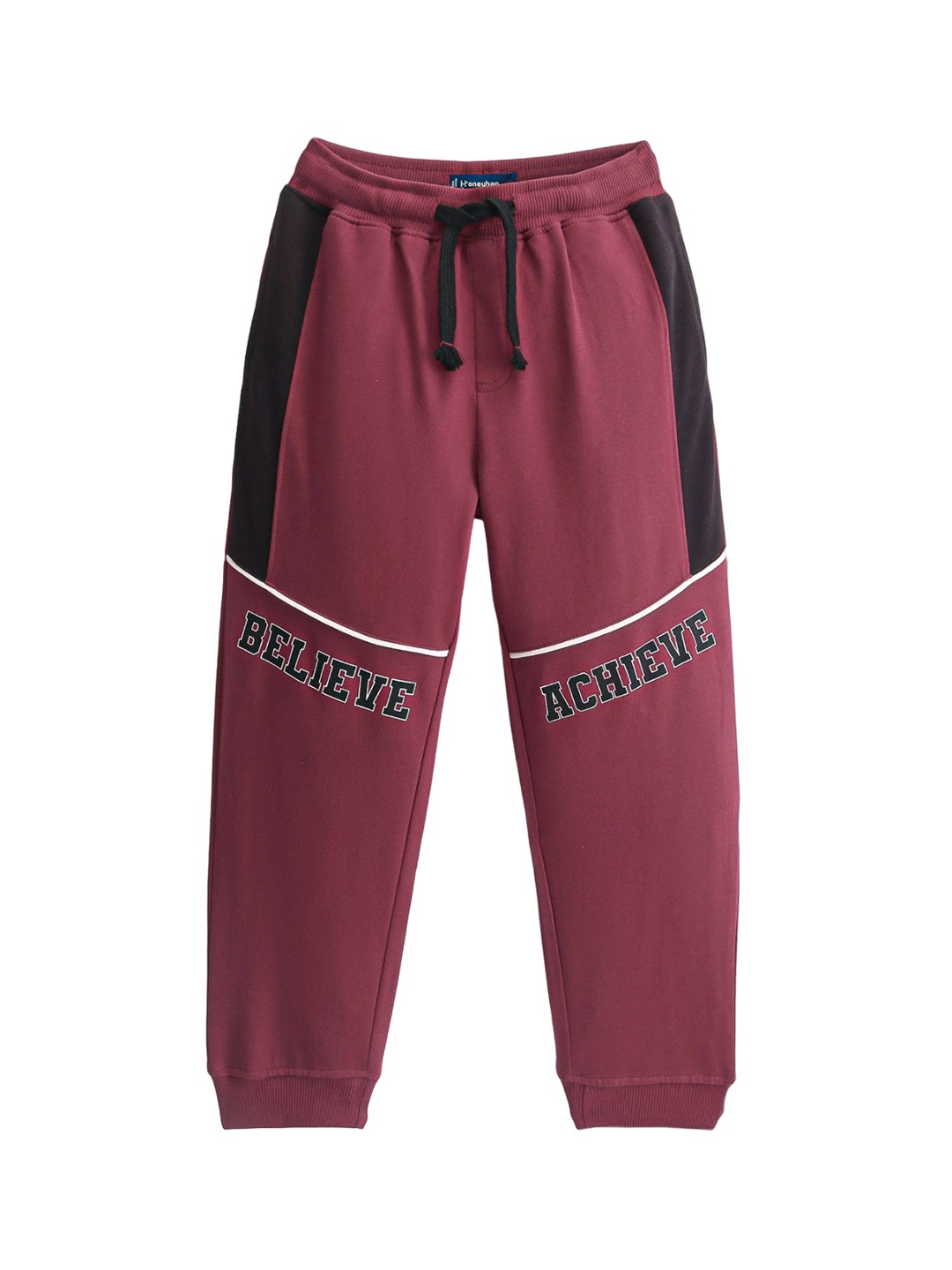 

Honeyhap Boys Printed Mid-Rise Bio Finish Joggers, Maroon