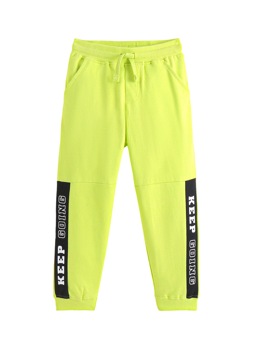 

Honeyhap Boys Printed Mid-Rise Bio Finish Cotton Joggers, Lime green