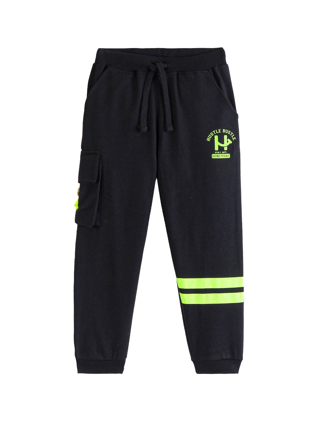 

Honeyhap Boys Pure Cotton Joggers Track Pants, Black