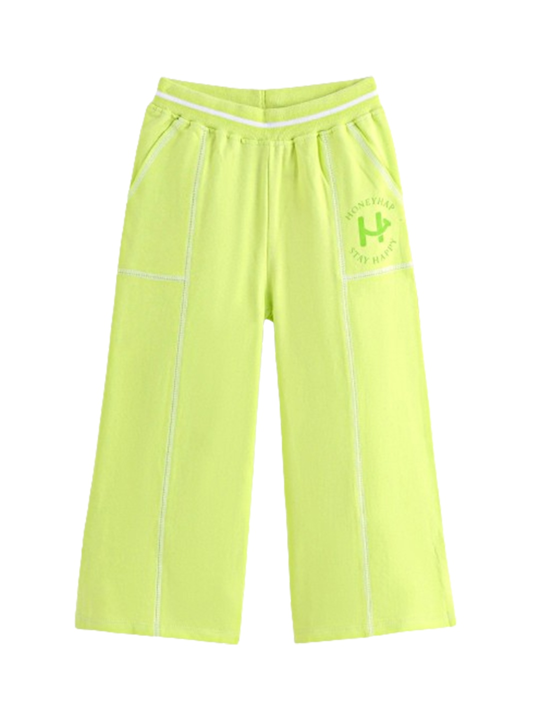 

Honeyhap Boys Mid-Rise Bio Finish Cotton Track Pants, Lime green