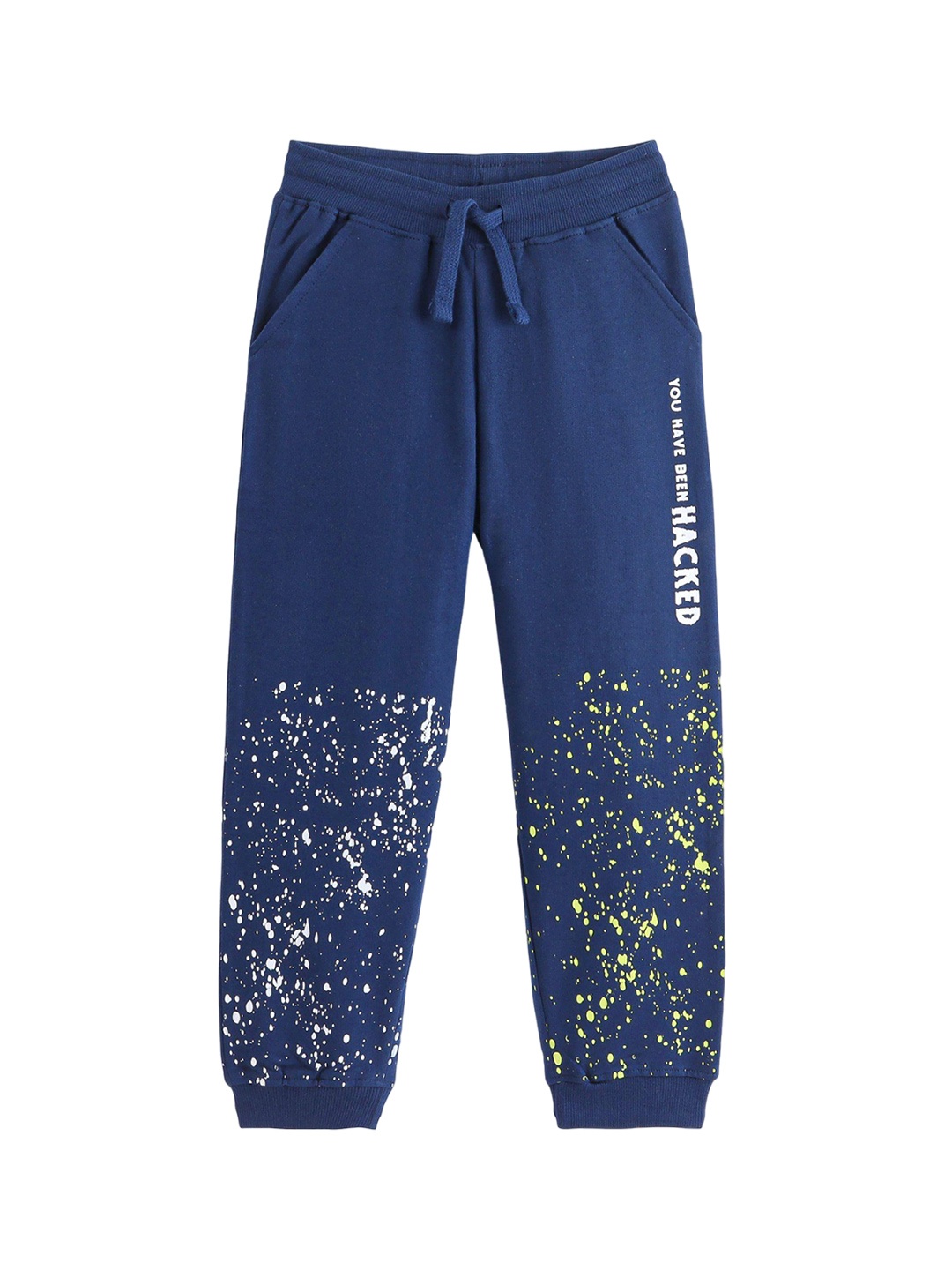 

Honeyhap Boys Printed Pure Cotton Joggers, Navy blue