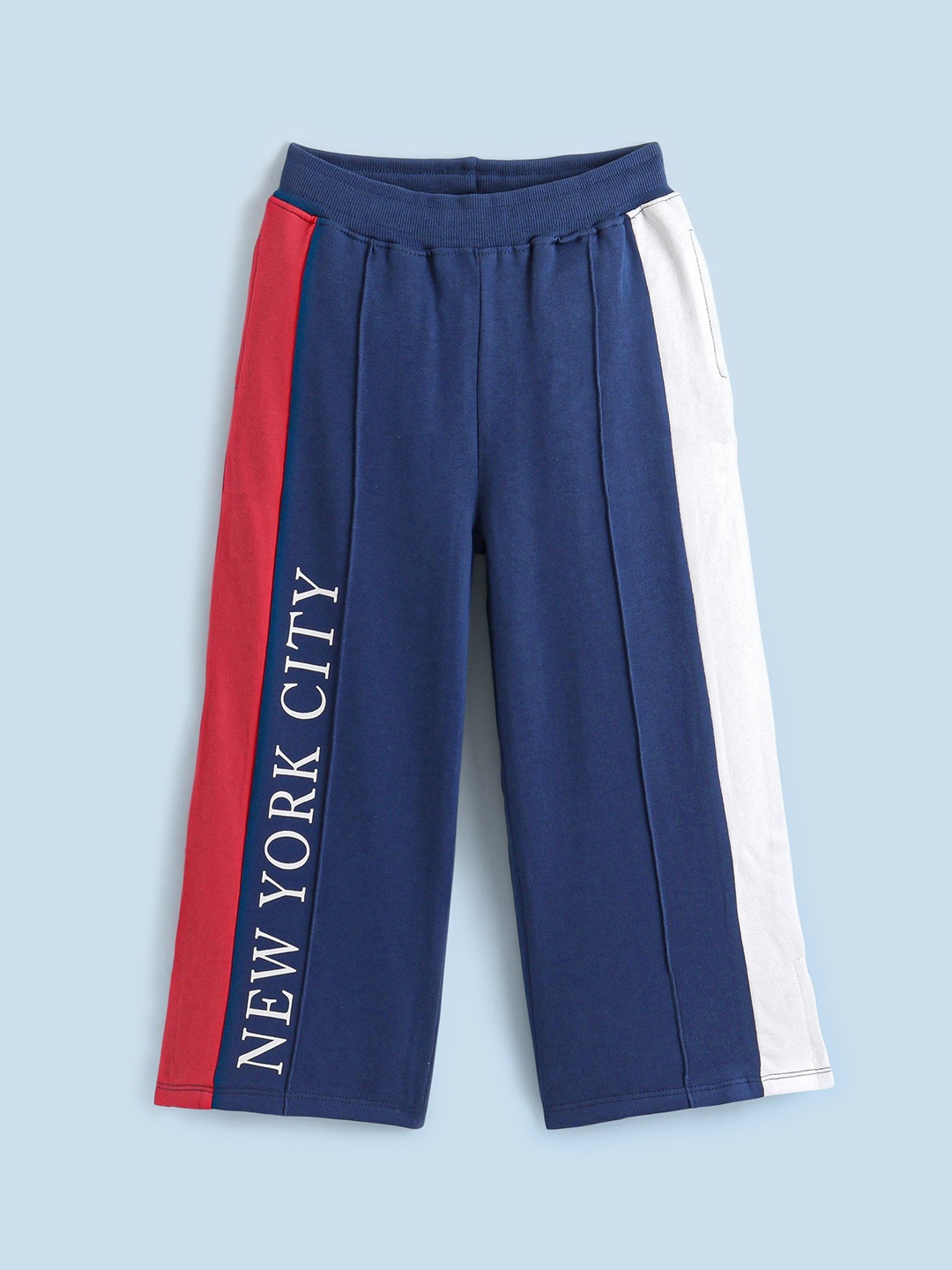 

Honeyhap Girls Printed Pure Cotton Straight Fit Track Pant, Navy blue