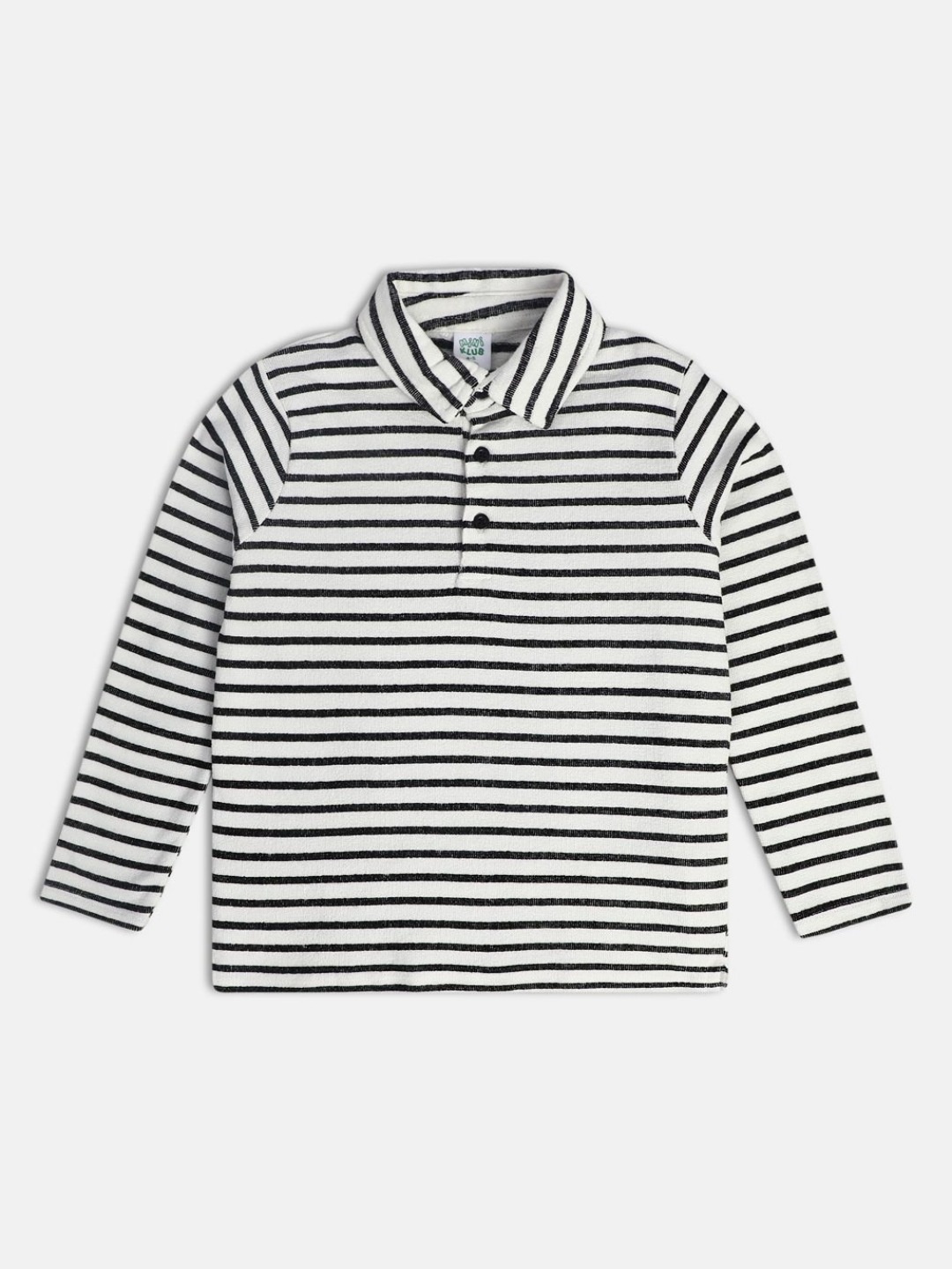 

MINI KLUB Boys Striped Polo Collar T-shirt, Black