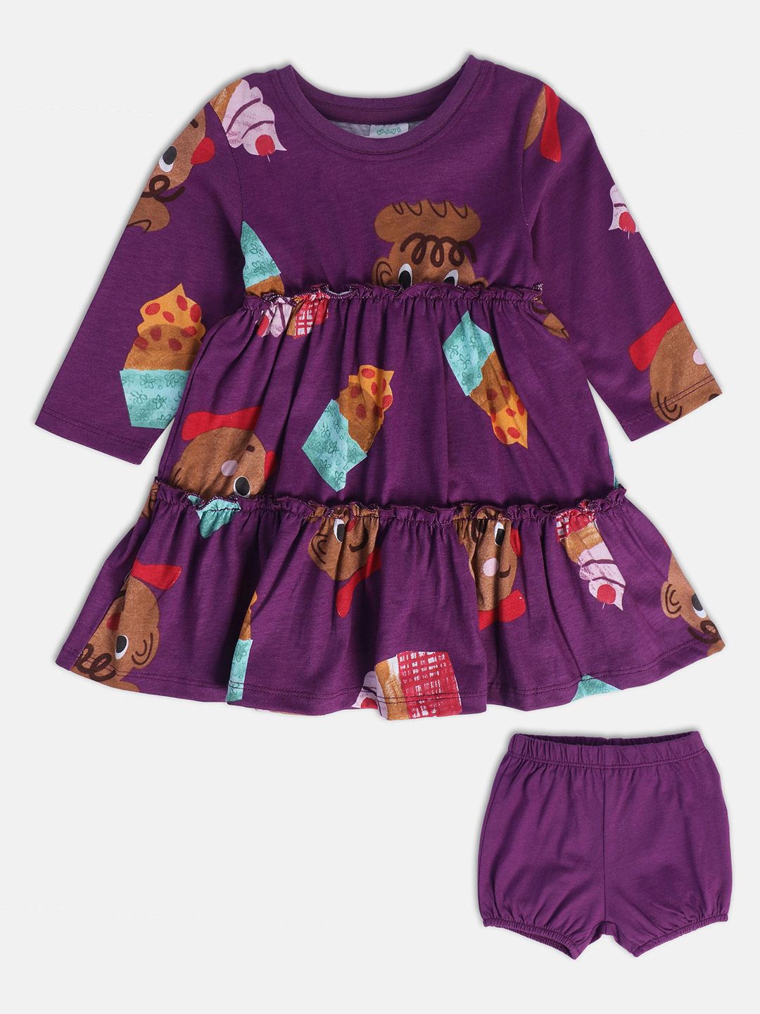 

MINI KLUB Girls Cartoon Characters Printrd Fit & Flare Dress, Purple