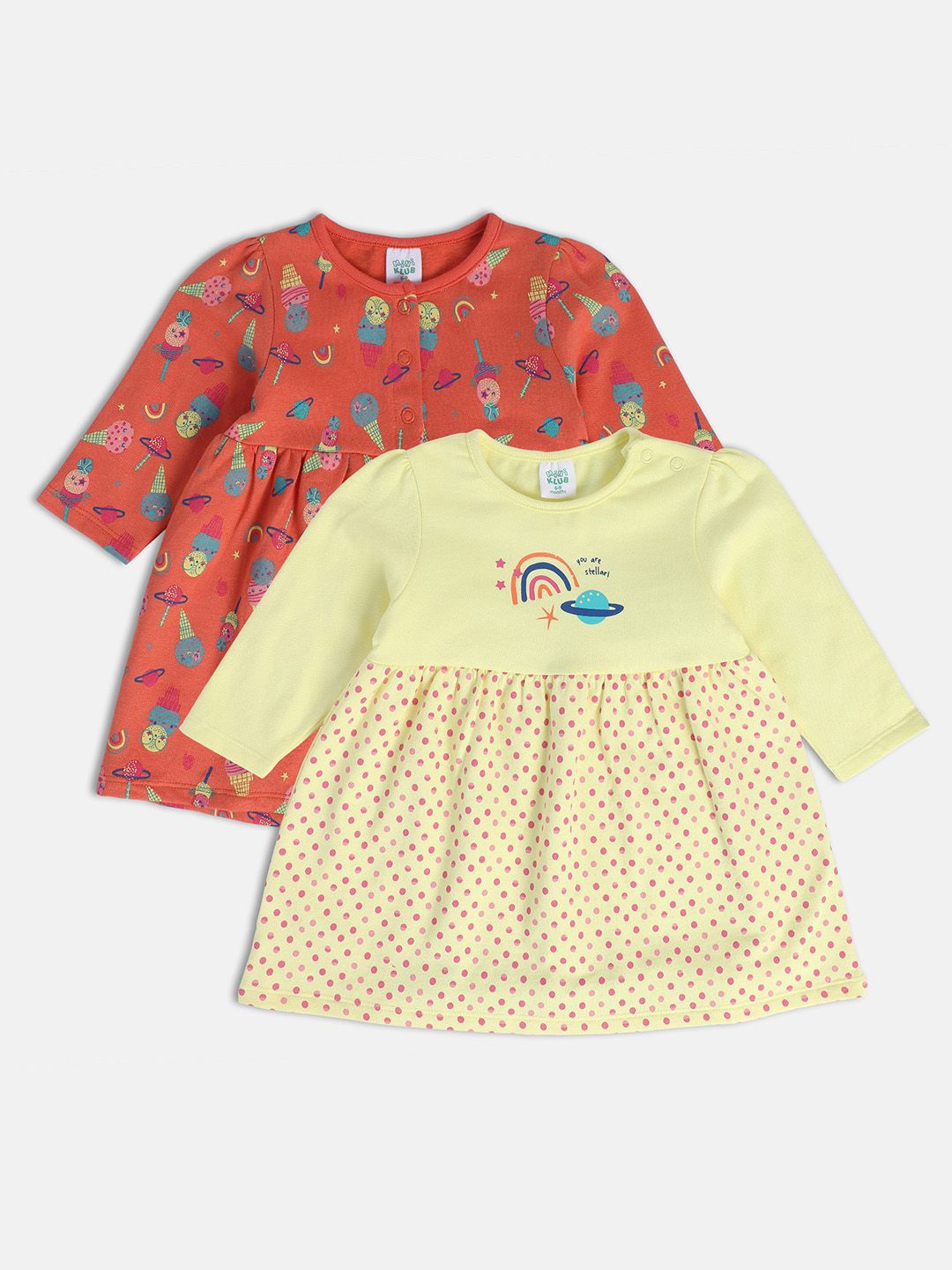 

MINI KLUB Girls Printed A-Line Dress, Cream