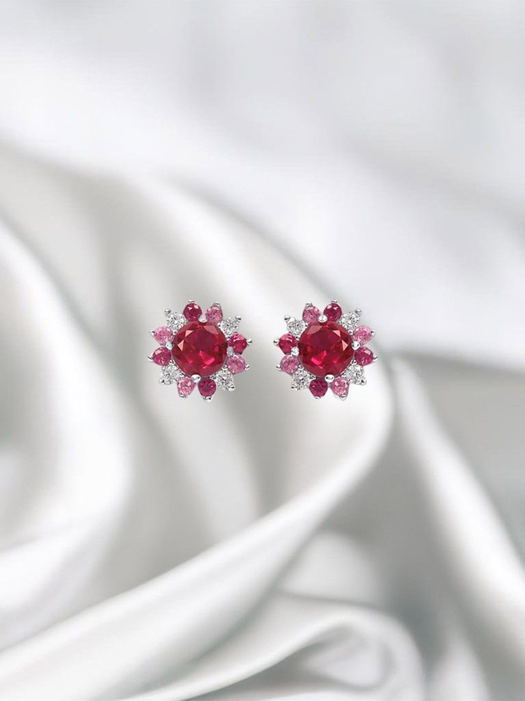 

Zavya 925 Sterling Silver Rhodium-Plated Cubic Zirconia Studded Studs Earrings