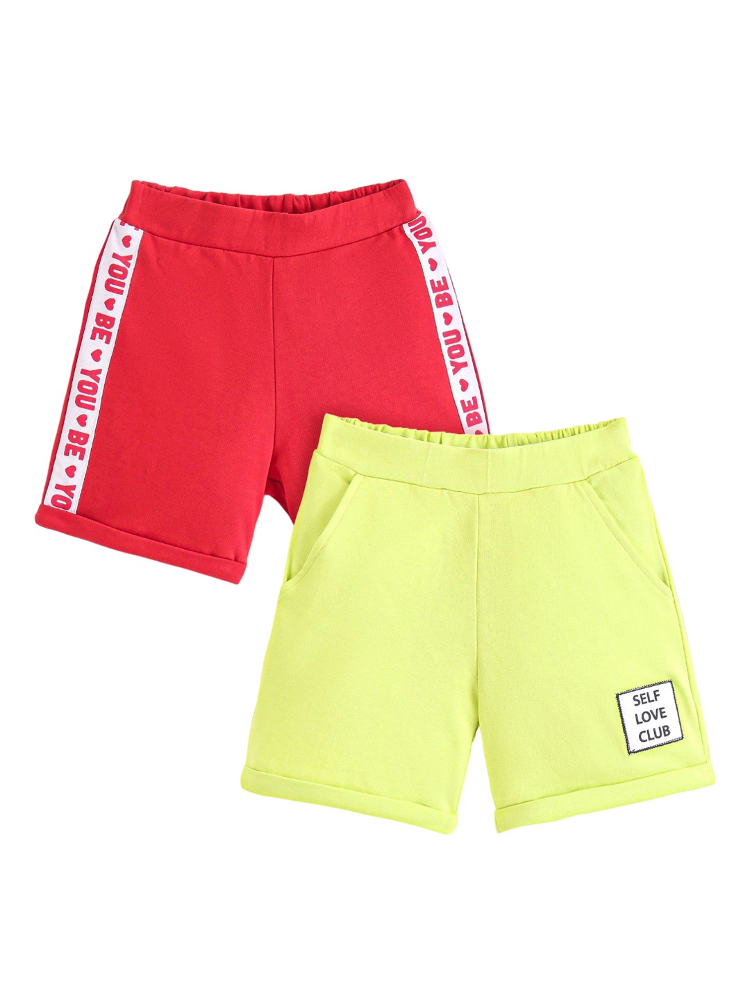 

Honeyhap Girls Pack OF 2 Cotton Outdoor Shorts, Red