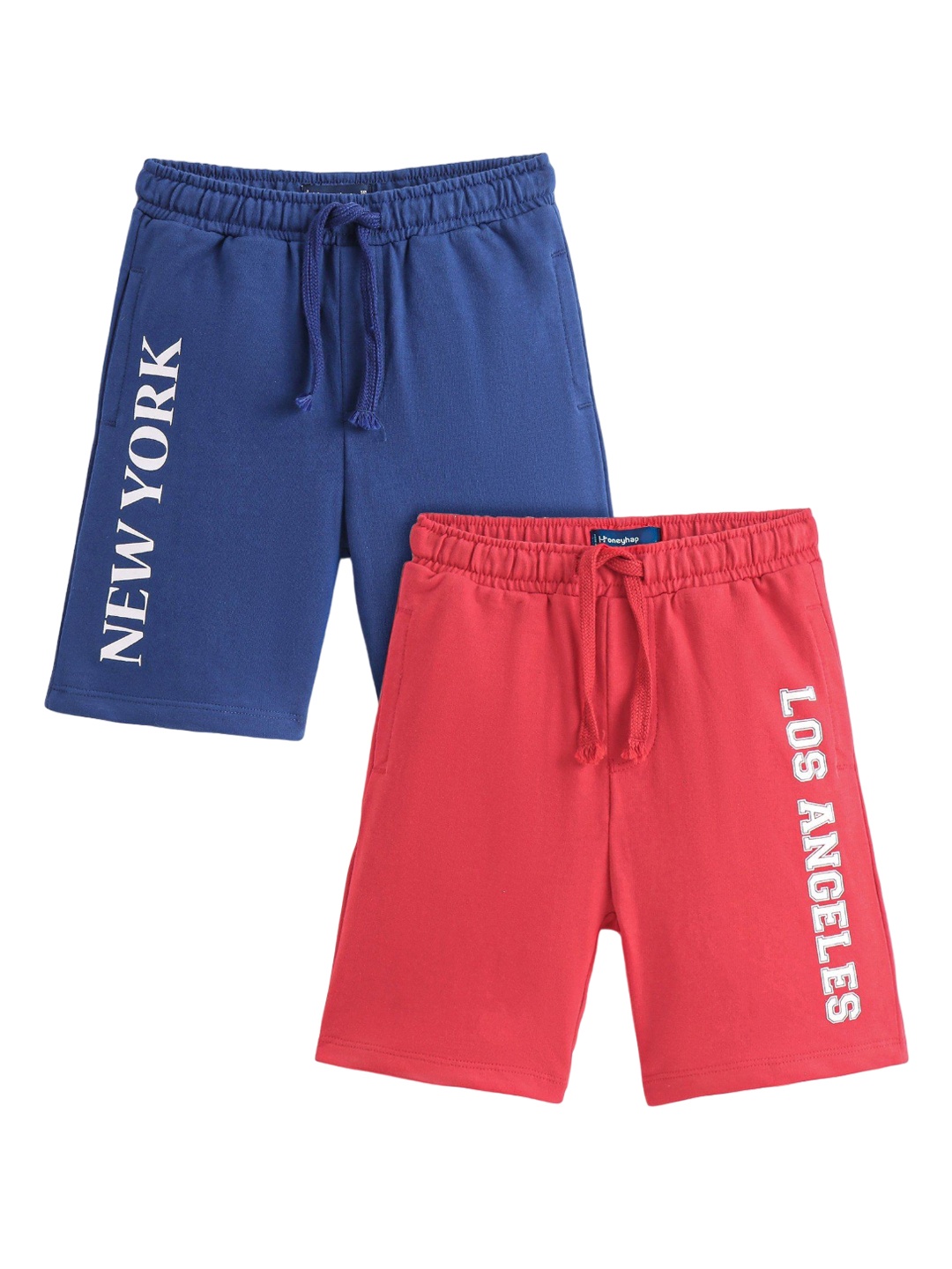 Honeyhap Boys Pack Of 2 Printed Cotton Outdoor Shorts, Blue
