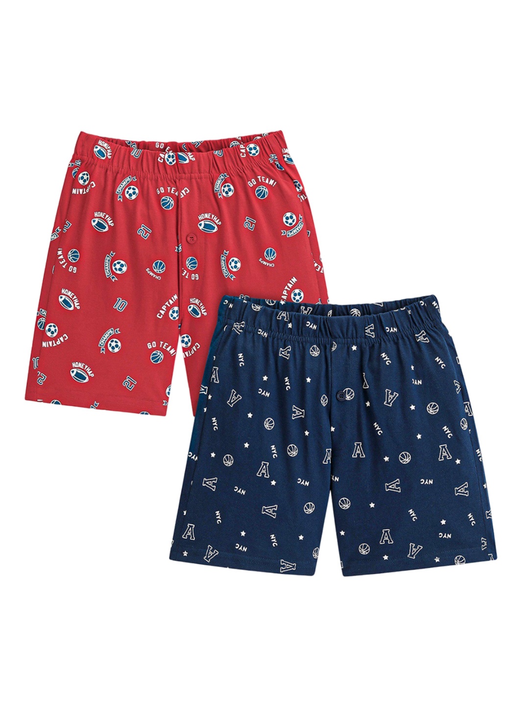 

Honeyhap Boys Pack Of 2 Printed Regular Fit Outdoor Shorts, Navy blue