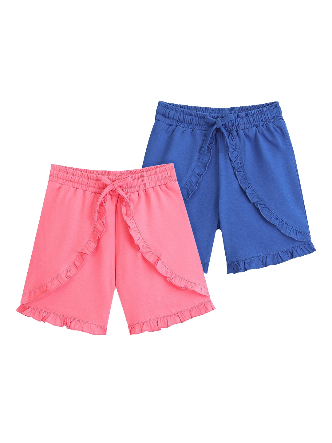 

Honeyhap Pack of 2 Girls Cotton Sports Shorts With Bio Finish, Pink