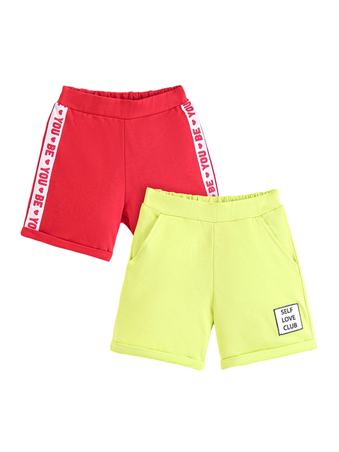 

Honeyhap Pack Of 2 Girls Mid-Rise Cotton Outdoor Sports Shorts, Red