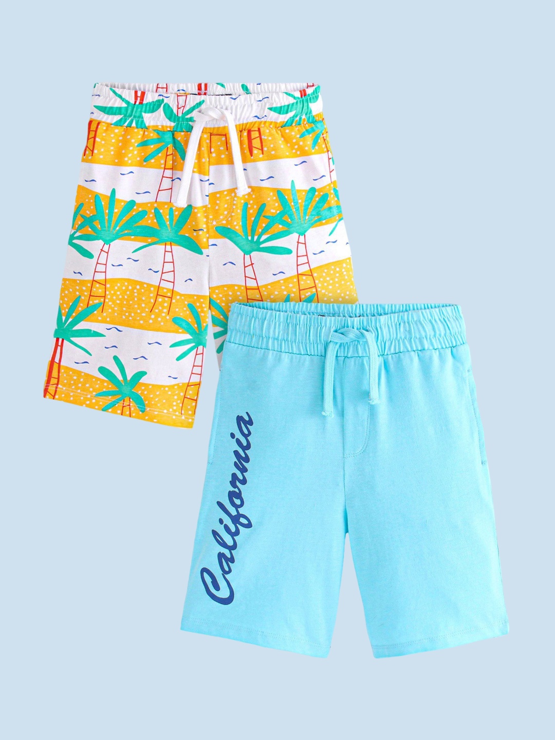 

Honeyhap Boys Pack Of 2 Printed Mid-Rise Bio Finish Cotton Regular Shorts, Blue