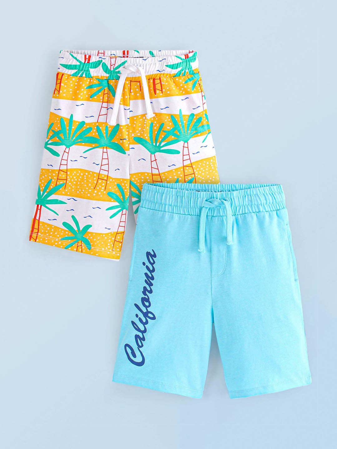 Honeyhap Boys Cotton Printed Bermuda Shorts, Blue