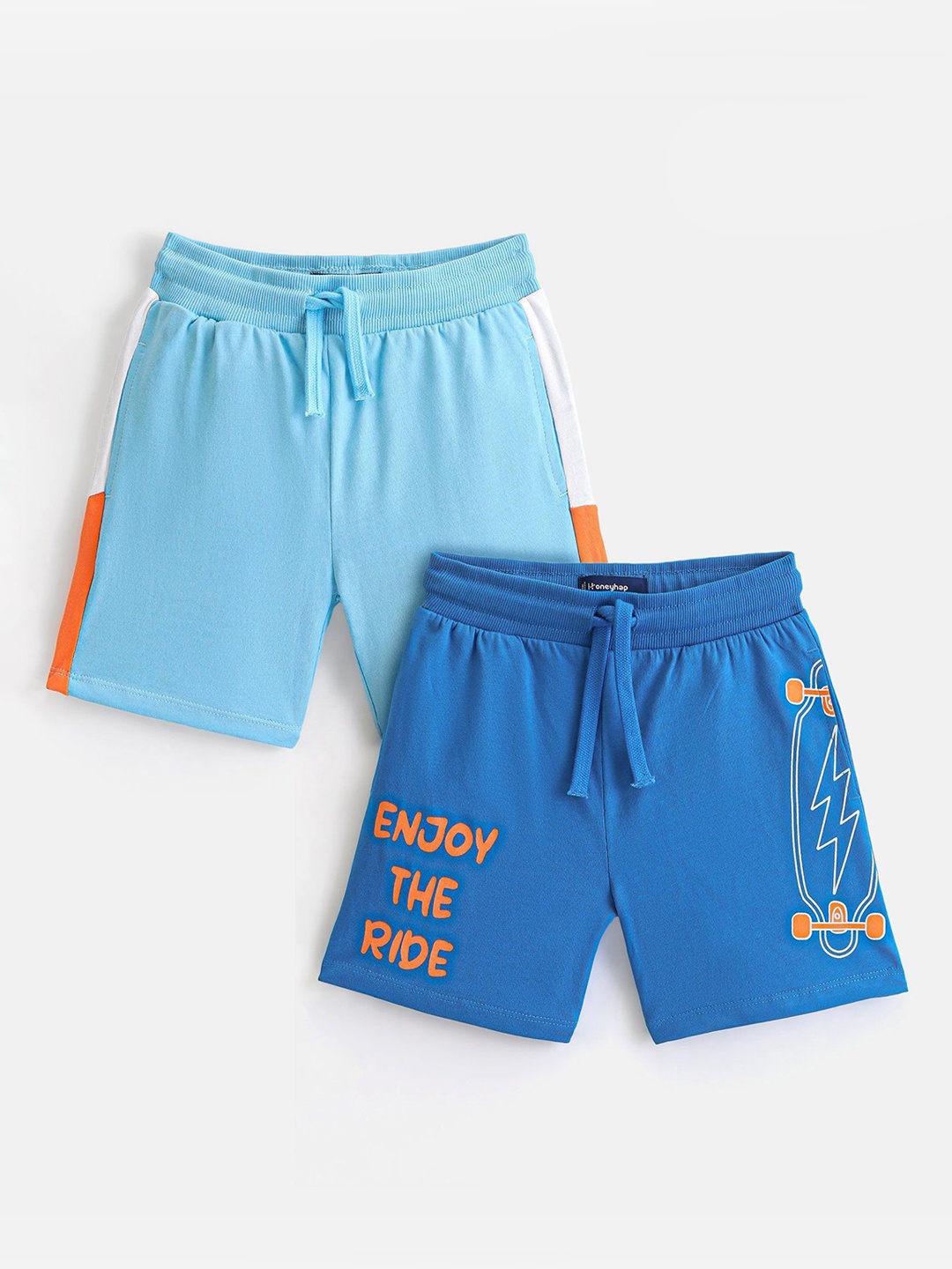 Honeyhap Premium Pack Of 2 Boys Pure Cotton Outdoor Shorts, Blue