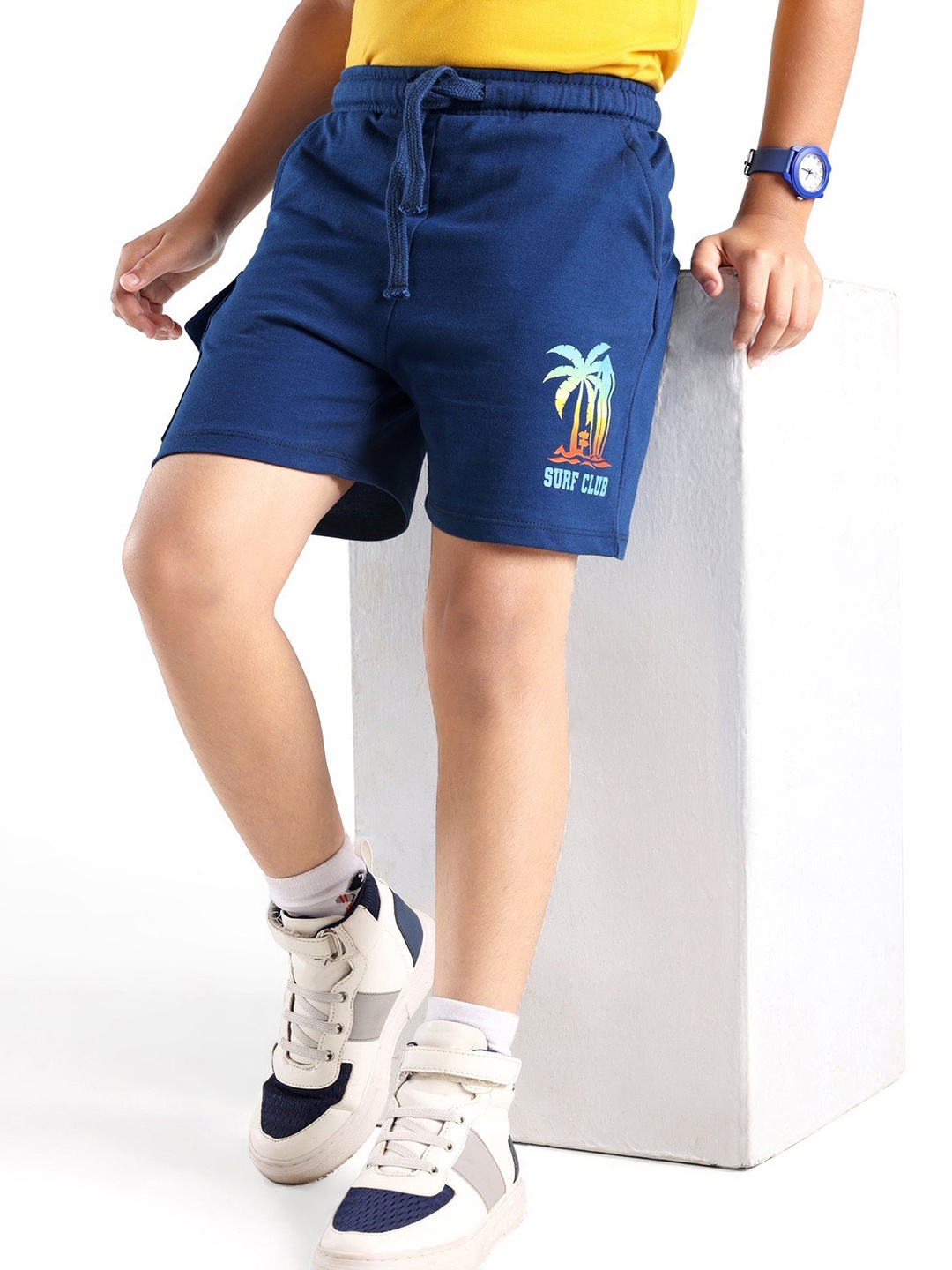 

Honeyhap Boys Printed Cotton Outdoor Shorts, Navy blue