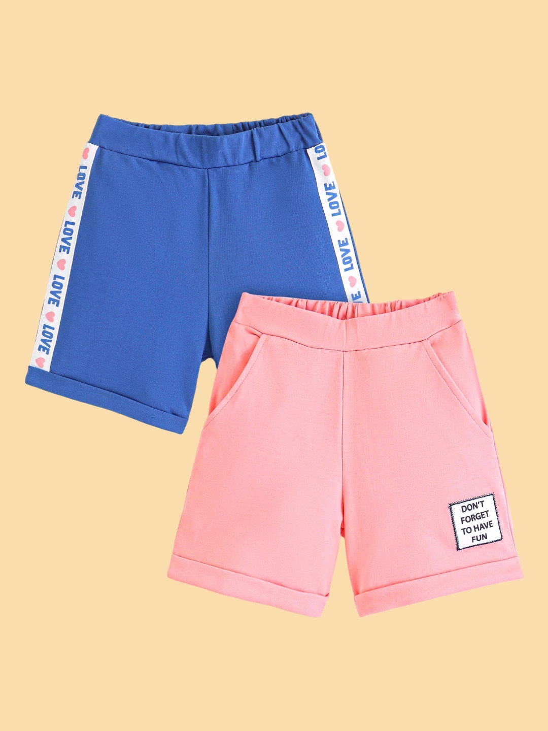 

Honeyhap Pack Of 2 Girls Cotton Mid-Rise Outdoor Sports Shorts, Blue
