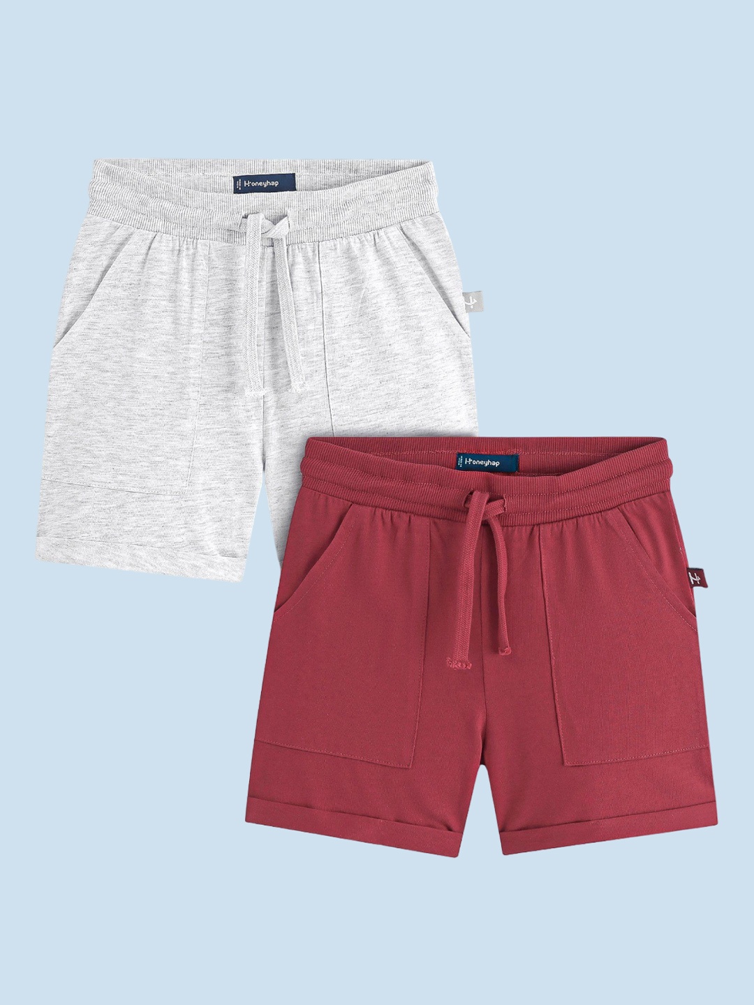 

Honeyhap Pack Of 2 Boys Solid Regular Fit Outdoor Shorts, Red