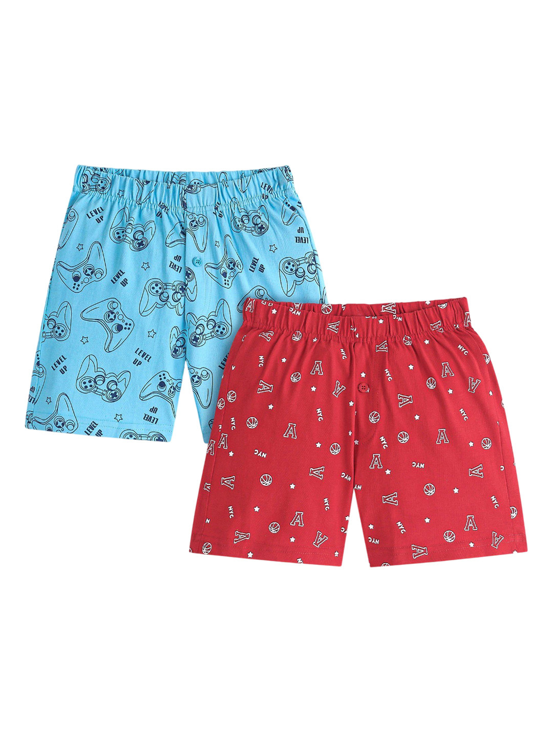 

Honeyhap Pack Of 2 Boys Printed Cotton Outdoor Shorts, Red