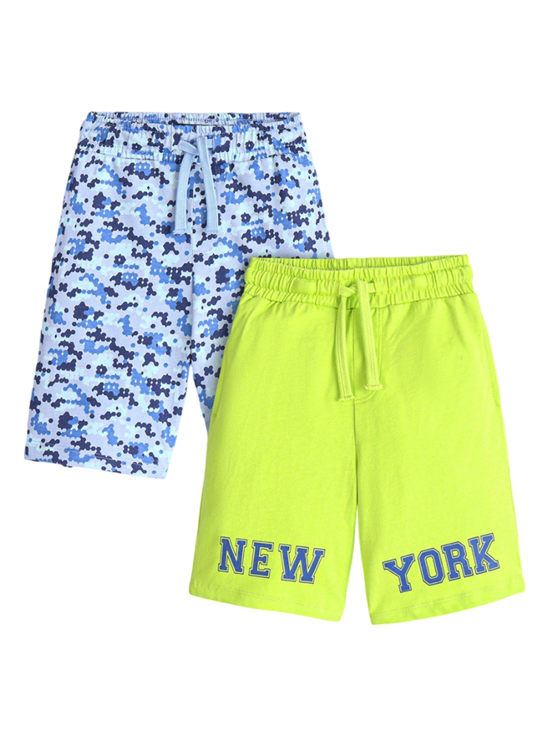 

Honeyhap Premium Pack Of 2 Boys Printed Pure Cotton Shorts, Green