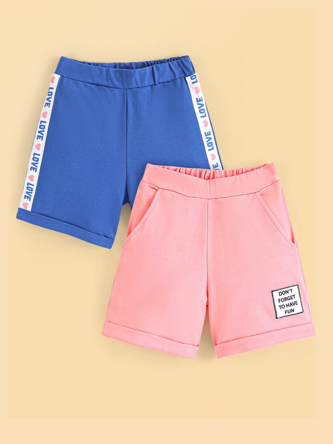 

Honeyhap Girls Pack Of 2 Outdoor Regular Fit Sports Shorts, Blue