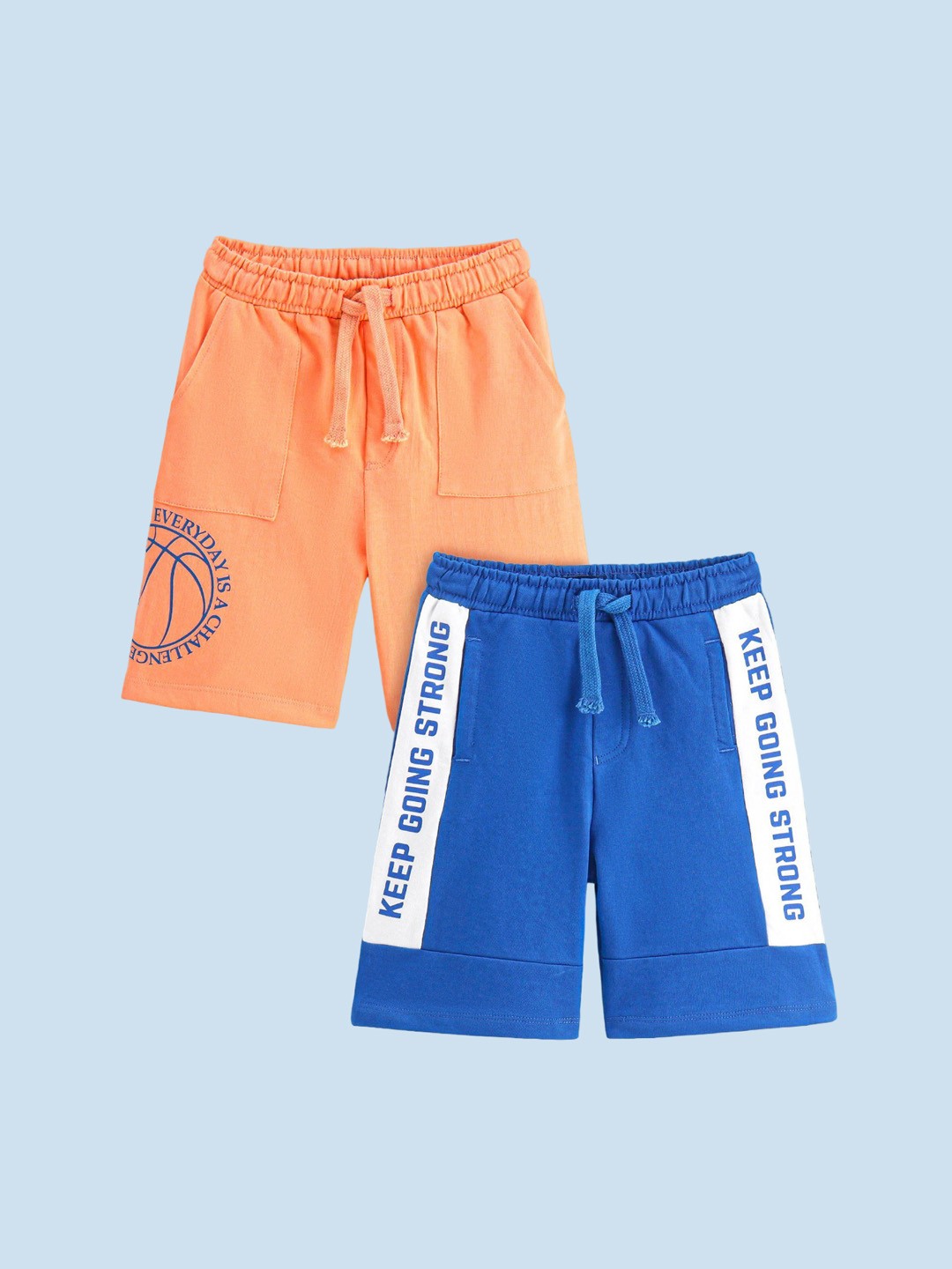 

Honeyhap Premium Pack Of 2 Boys Printed Pure Cotton Shorts, Orange