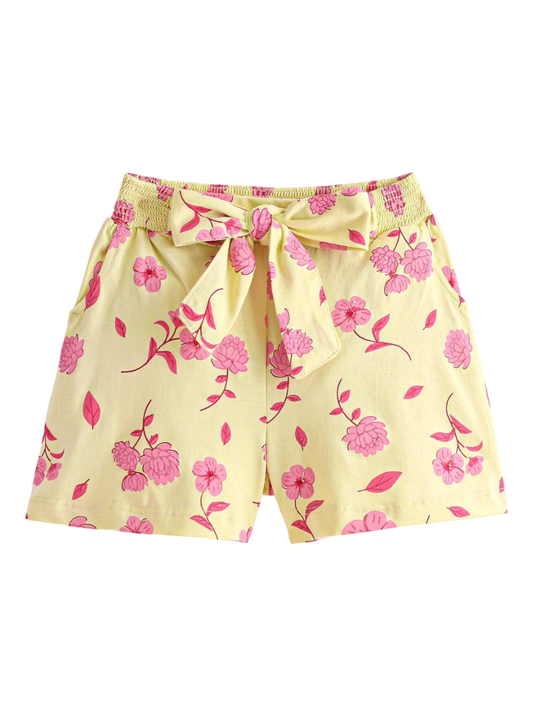 Honeyhap Girls Floral Printed Outdoor Shorts, Yellow