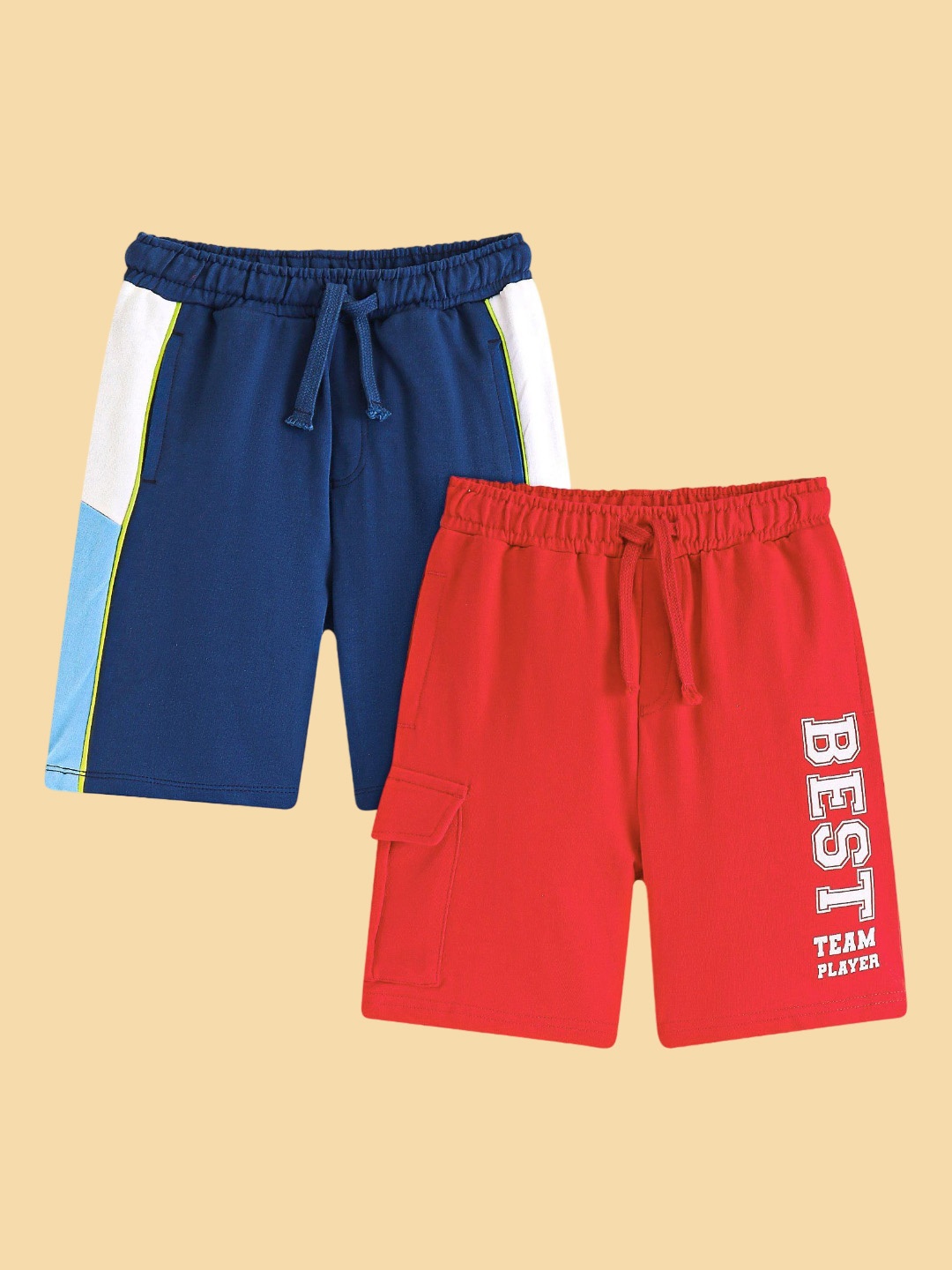 

Honeyhap Boys Pack Of 2 Cotton Bermuda Shorts, Blue