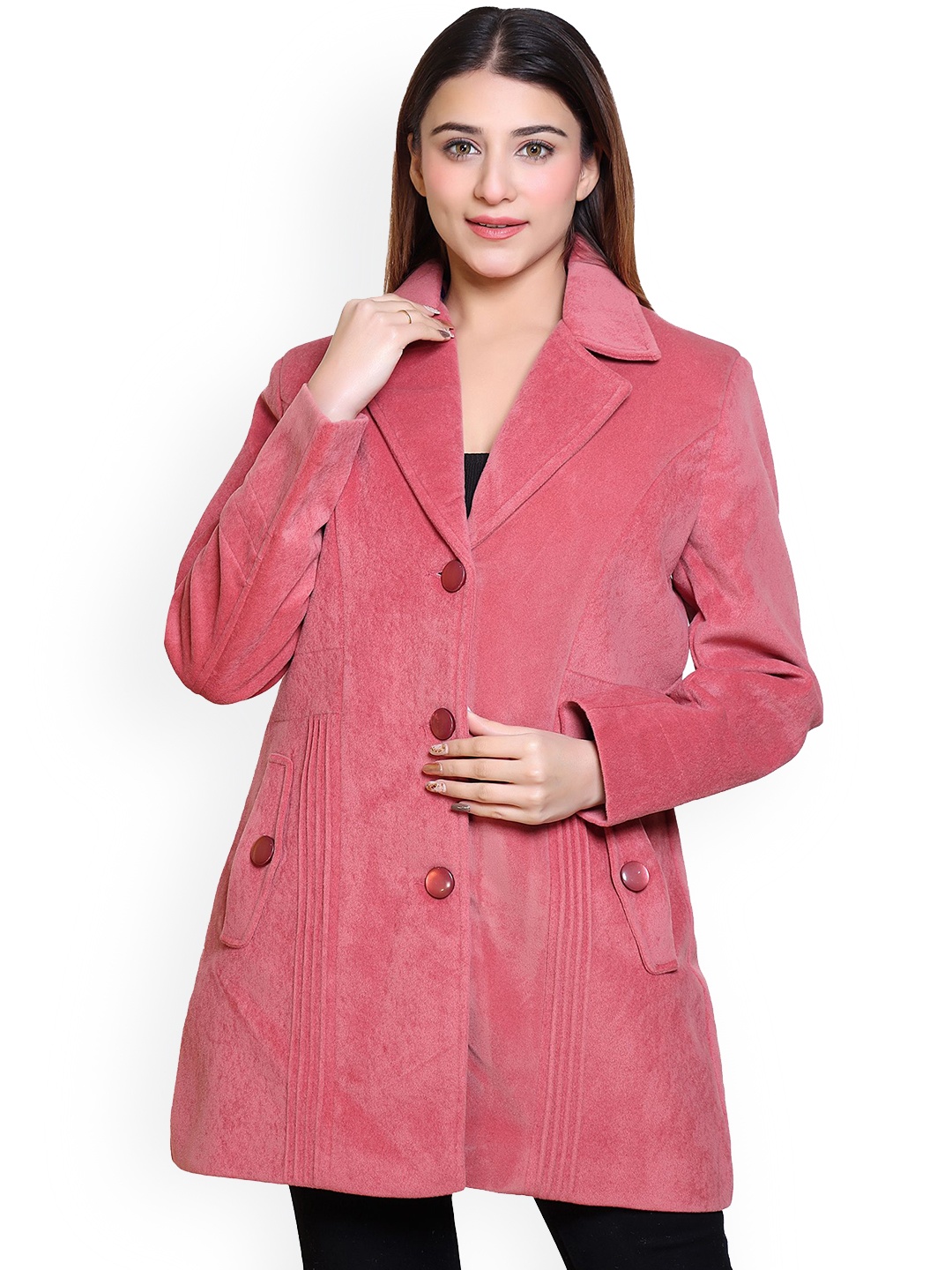 

Lady Leaf Self Design Comfort-Fit Suede Single Breasted Blazer, Pink