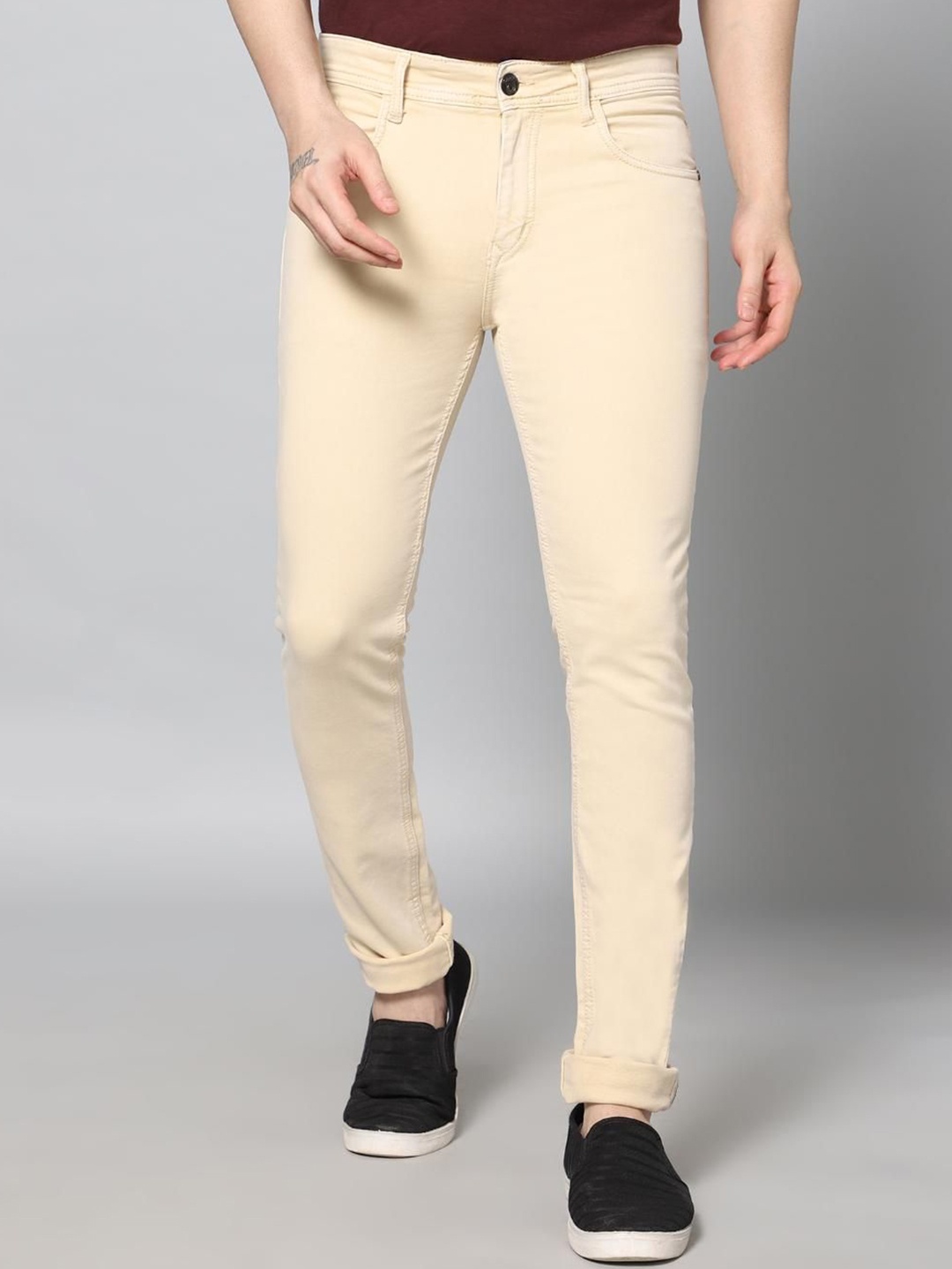 

RJ Denim Men Slim Fit Stretchable Jeans, Beige
