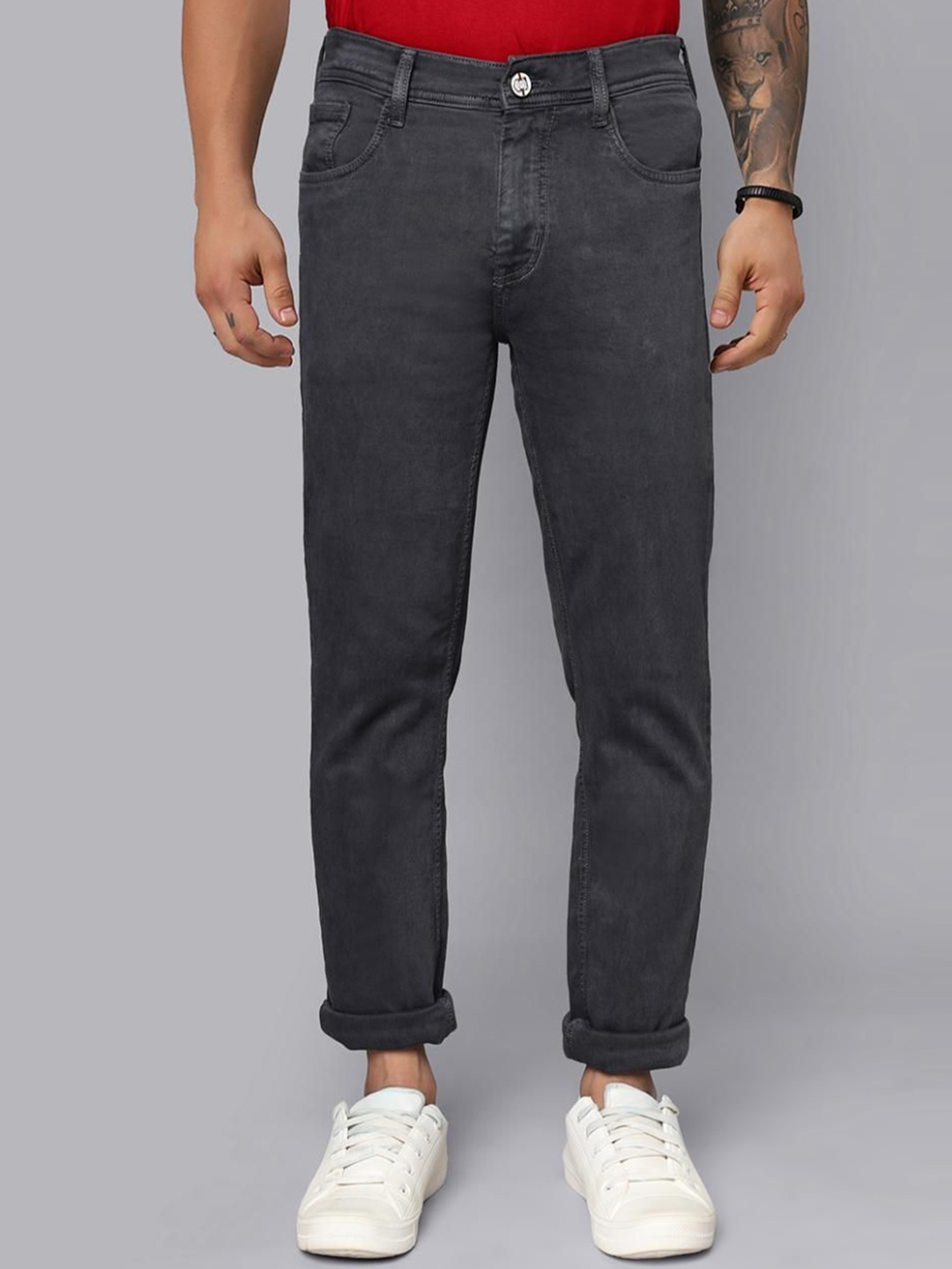 

RJ Denim Men Mid-Rise Slim Fit Stretchable Jeans, Grey