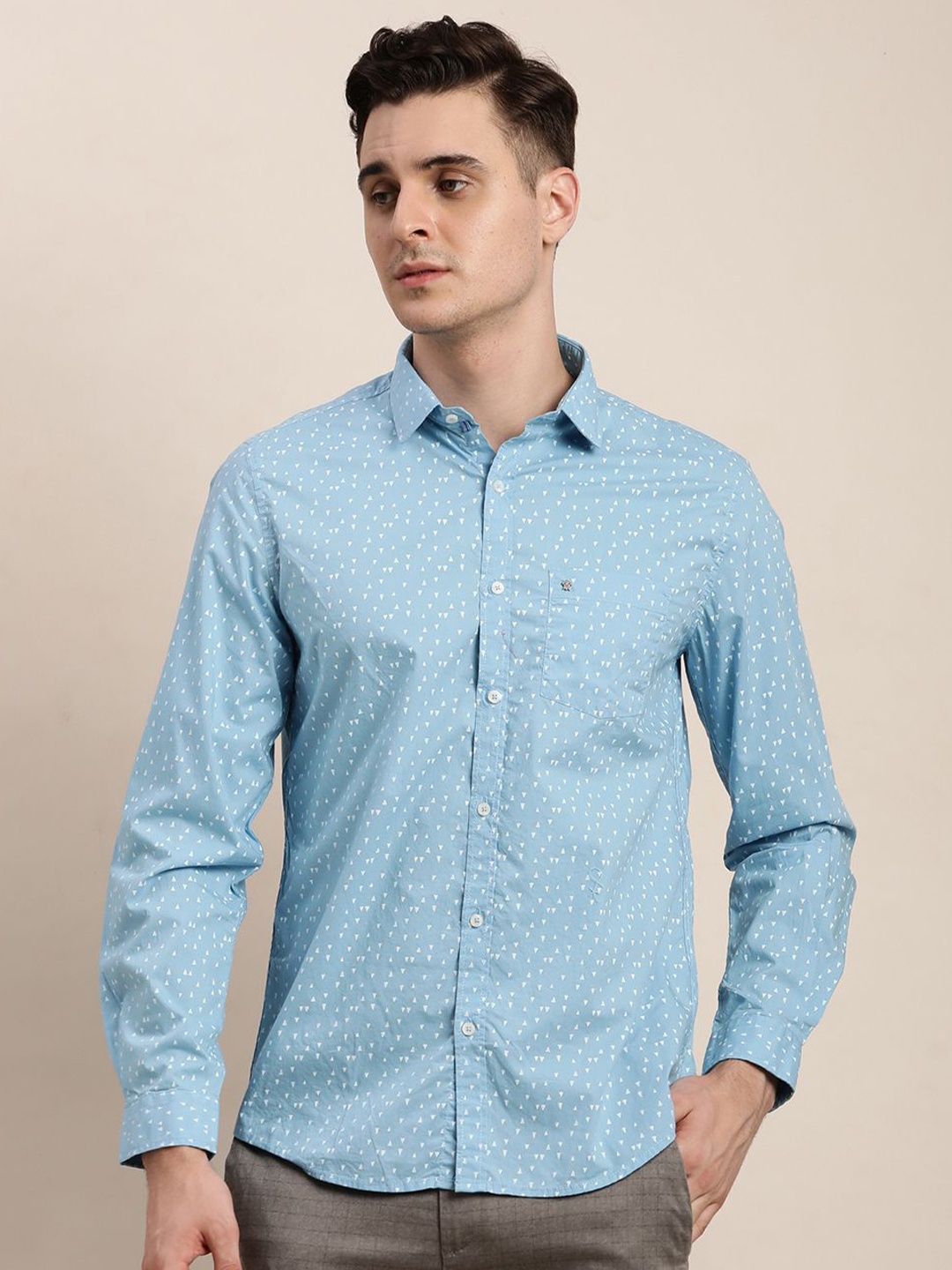 

Turtle Men Relaxed Slim Fit Opaque Casual Shirt, Blue